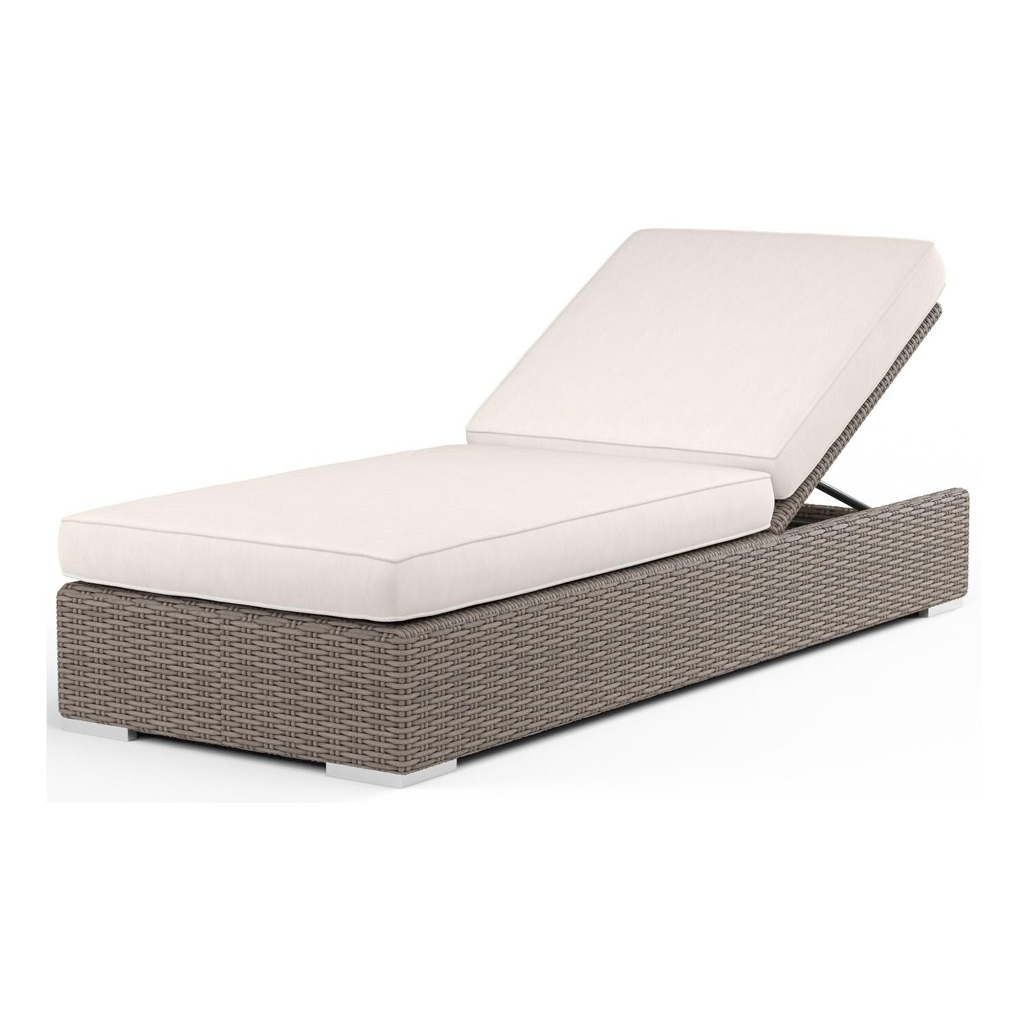 Coronado Wicker Chaise Lounge in Driftwood/Canvas Natural by Sunset West