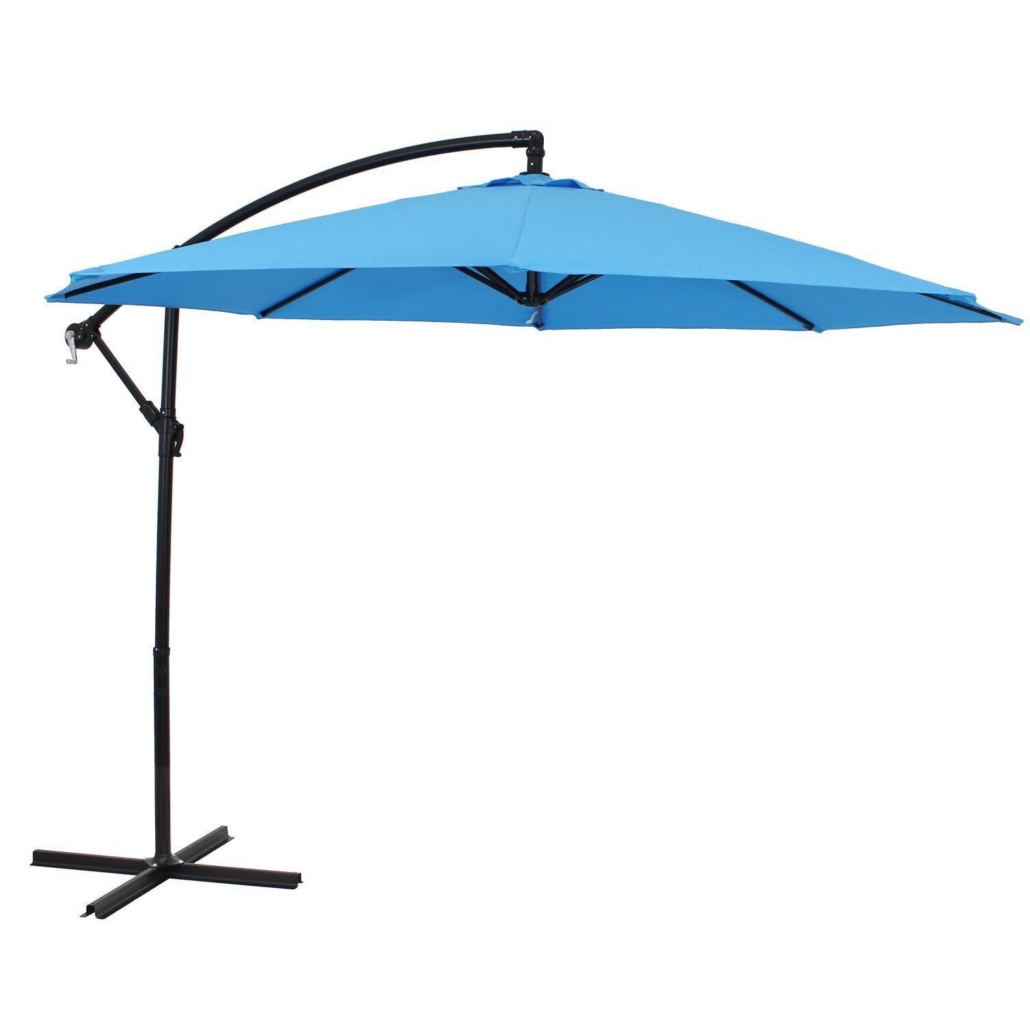 Ultimate Patio 9.5 Ft. Octagonal Aluminum Patio Cantilever Umbrella W/ Crank - Black Frame & Azure Polyester Canopy thumbnail