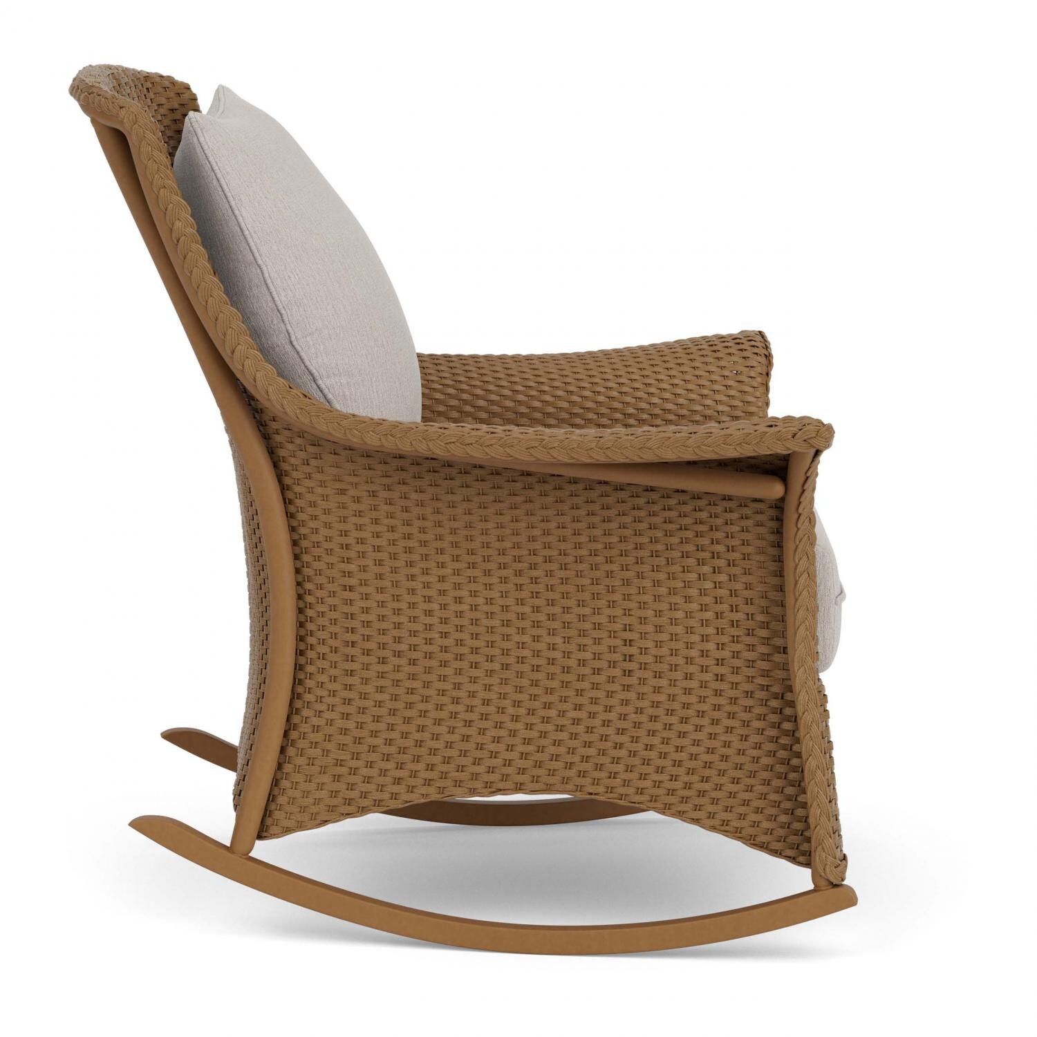 Lloyd Flanders Mandalay Lounge Rocker in Hickory Finish with Remy Cloud fabric - Side thumbnail
