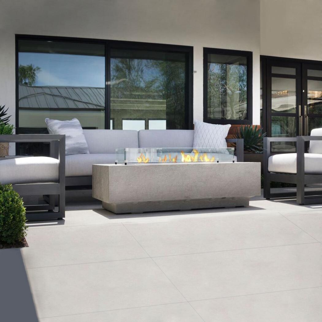 Sunset West - Redondo 4 Piece Aluminum Patio Fire Pit Conversation Set W/ Sunbrella Cast Silver Cushions thumbnail