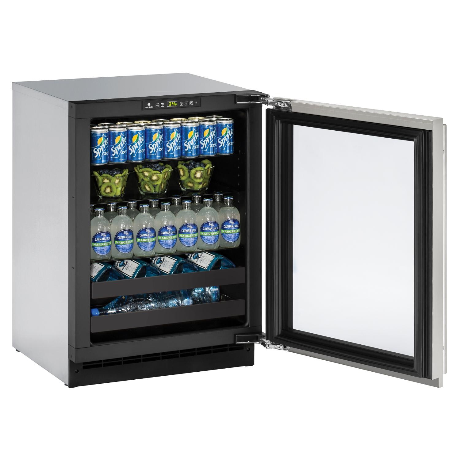 U-Line 24-Inch 4.9 Cu. Ft. Built-In / Freestanding Beverage Center - Stainless Steel - U-2224BEVS-00B - Stocked View thumbnail