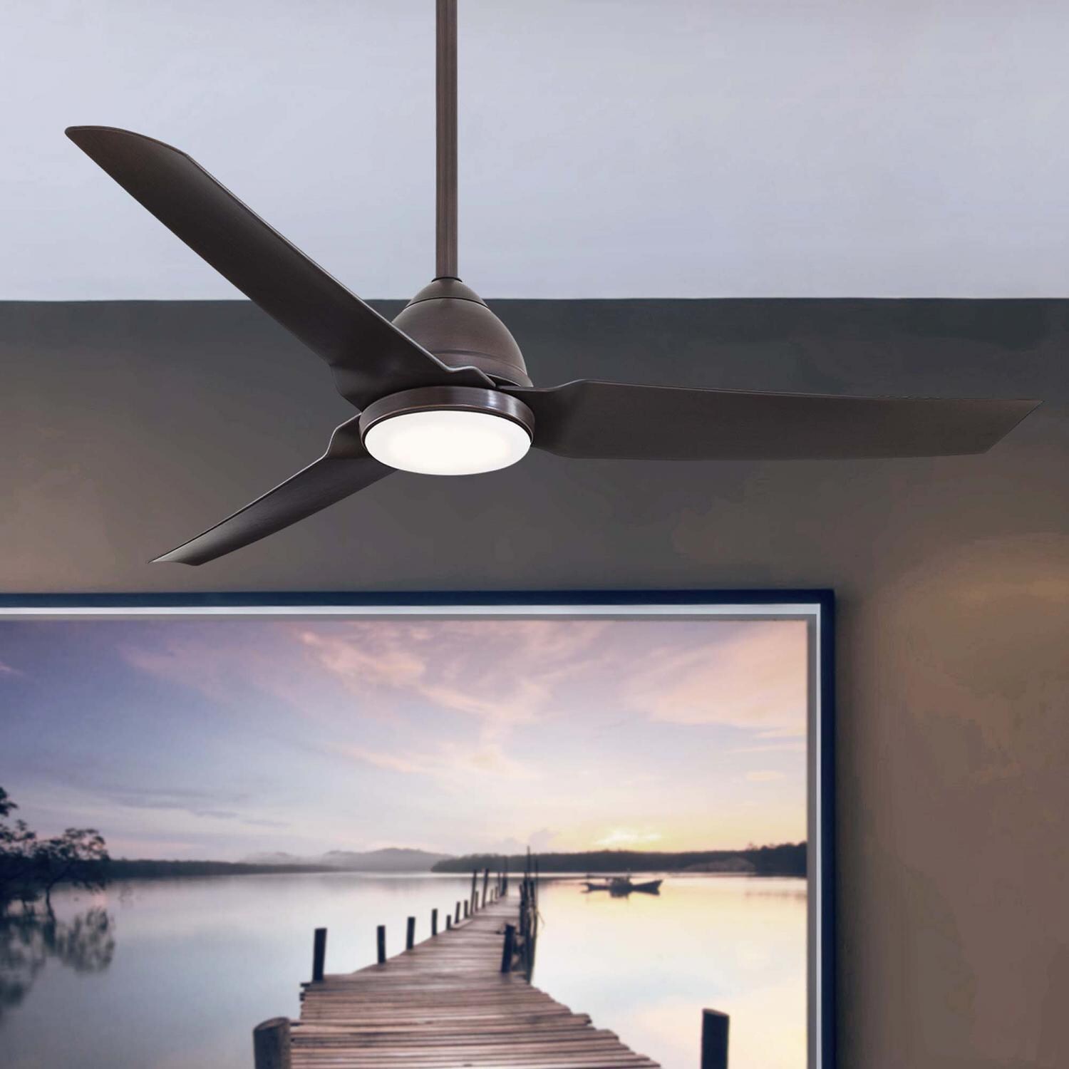 Minka-Aire F753L-KA Java 54-Inch 3-Blade Ceiling Fan in Kocoa Finish w/ Kocoa Blades & Etched Opal Glass thumbnail