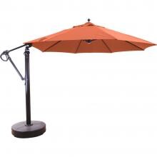 Galtech 11 Ft. Octagonal Aluminum Patio Cantilever Umbrella W/ Easy Lift And Easy Tilt Wheel - Antique Bronze Frame W/ Sunbrella Canvas Brick Canopy image