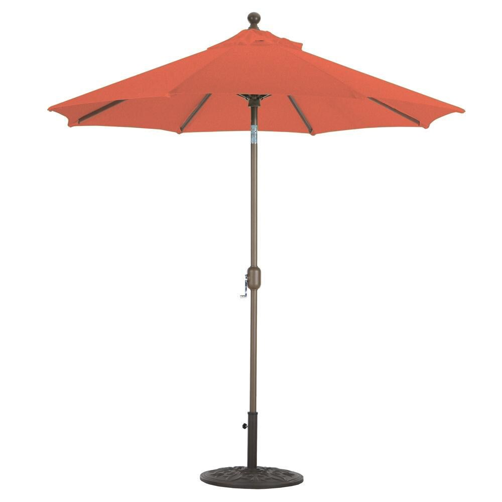 Galtech 7.5 Ft. Octagonal Aluminum Patio Market Umbrella W/ Crank Lift And Deluxe Auto Tilt - Black Frame W/ Sunbrella Canvas Brick Canopy