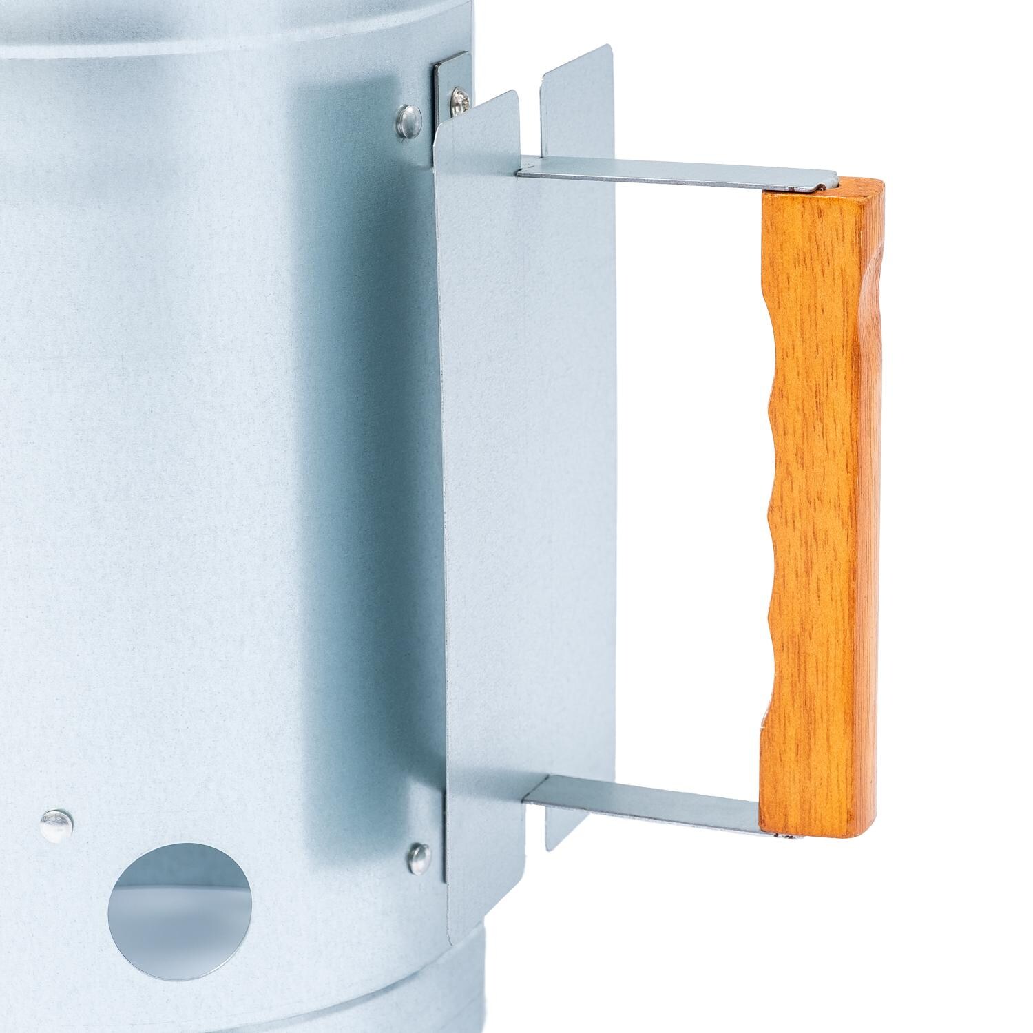 BBQGuys Signature BBQ-CHSTR Chimney Starter - Wood Handle With Heat Shield thumbnail