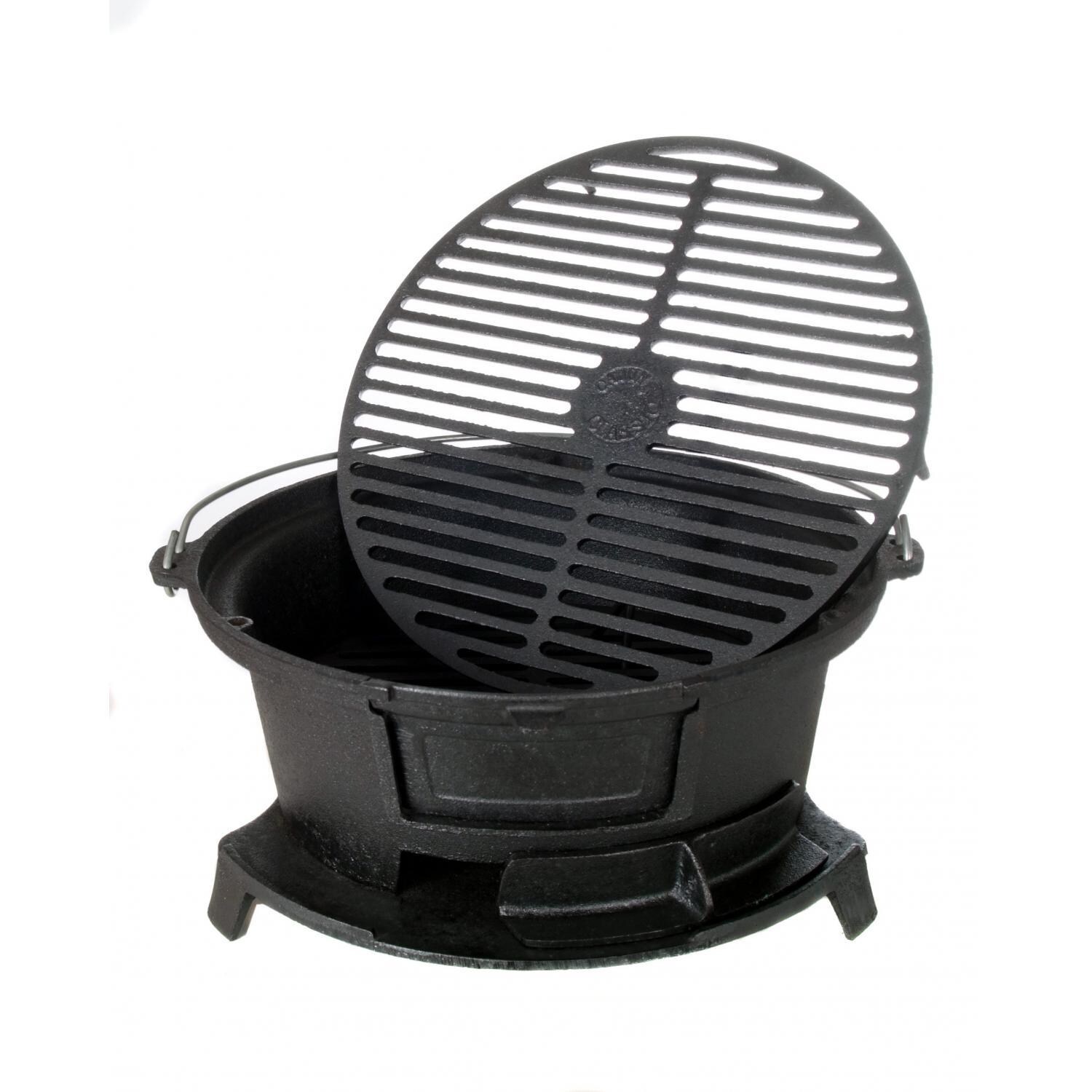 Cajun Cookware Charcoal Hibachi Grill - Cast Iron Cooking Grid thumbnail