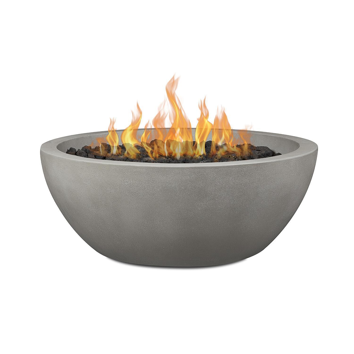 Dustyview 38 Inch Round Glass Fiber Reinforced Concrete Natural Gas Fire Bowl in Shade by BBQGuys Signature - On - White Background thumbnail