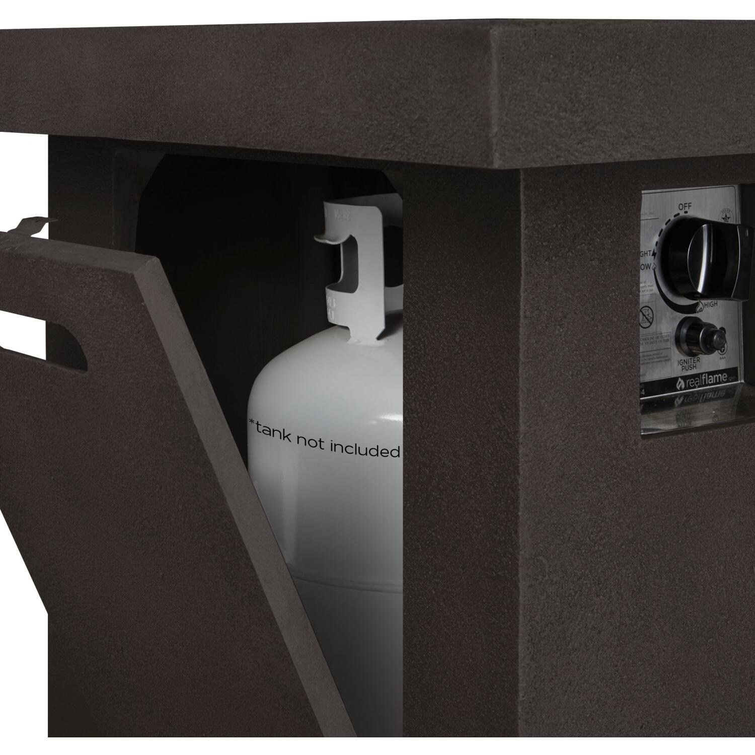 Real Flame Ventura LP Fire Pit Chat Table - Rectangle - Detail - Kodiak Brown thumbnail