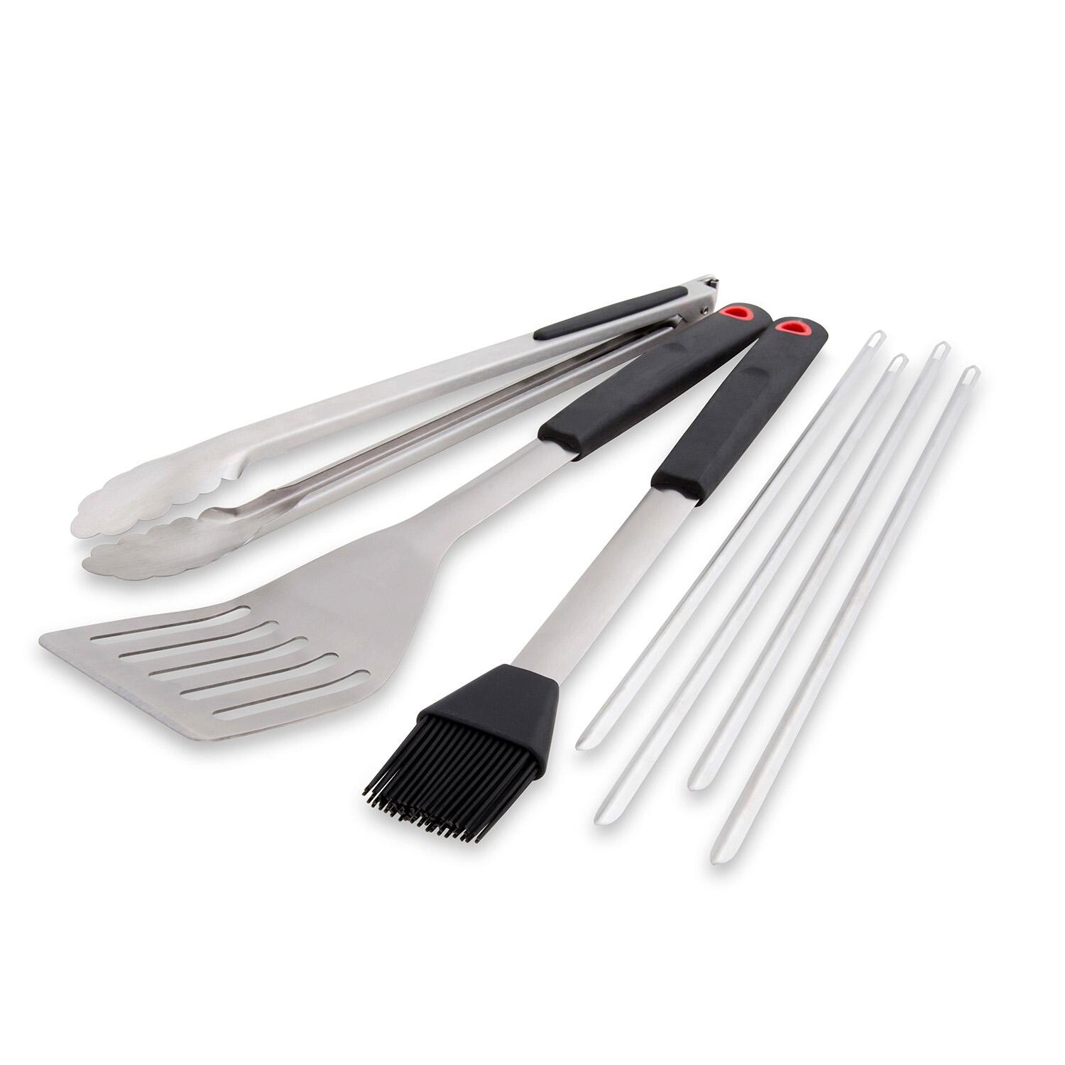 GrillPro Stainless Steel Deluxe Tool Set w/ TPR Soft Grips - 7 Pc - 40077 - Set - White Background thumbnail