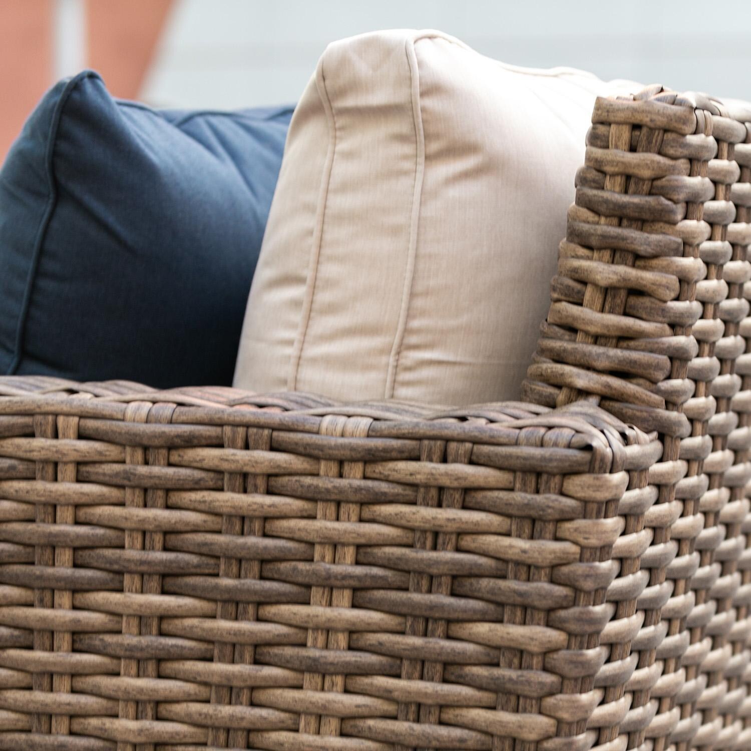 Havana Wicker Club Chair Swivel Rocker in Tobacco/Canvas Granite by Sunset West - Wicker - Detail thumbnail