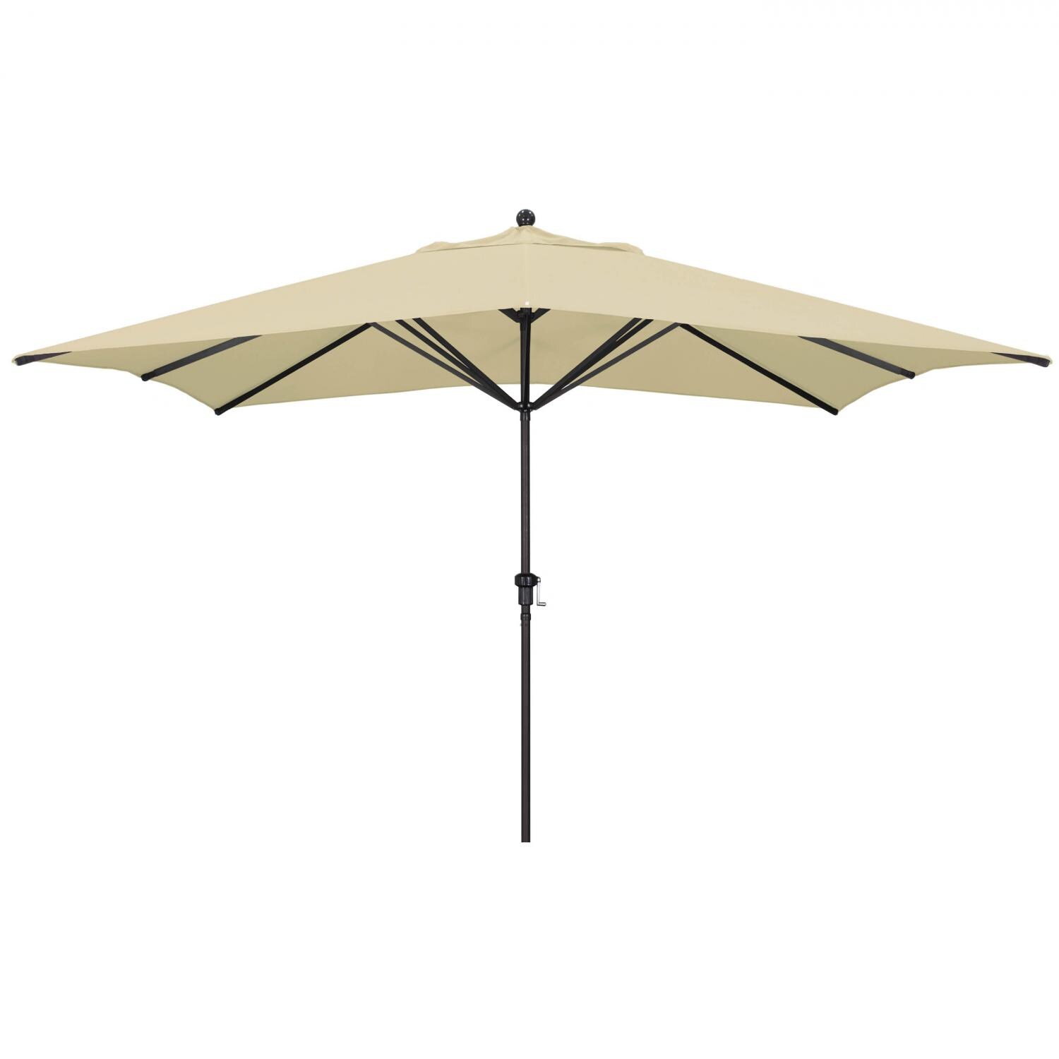 California Umbrella 8 X 11 Ft. Rectangular Aluminum Patio Umbrella W/ Crank Lift & Aluminum Ribs - Bronze Frame / Sunbrella Canvas Natural Canopy
