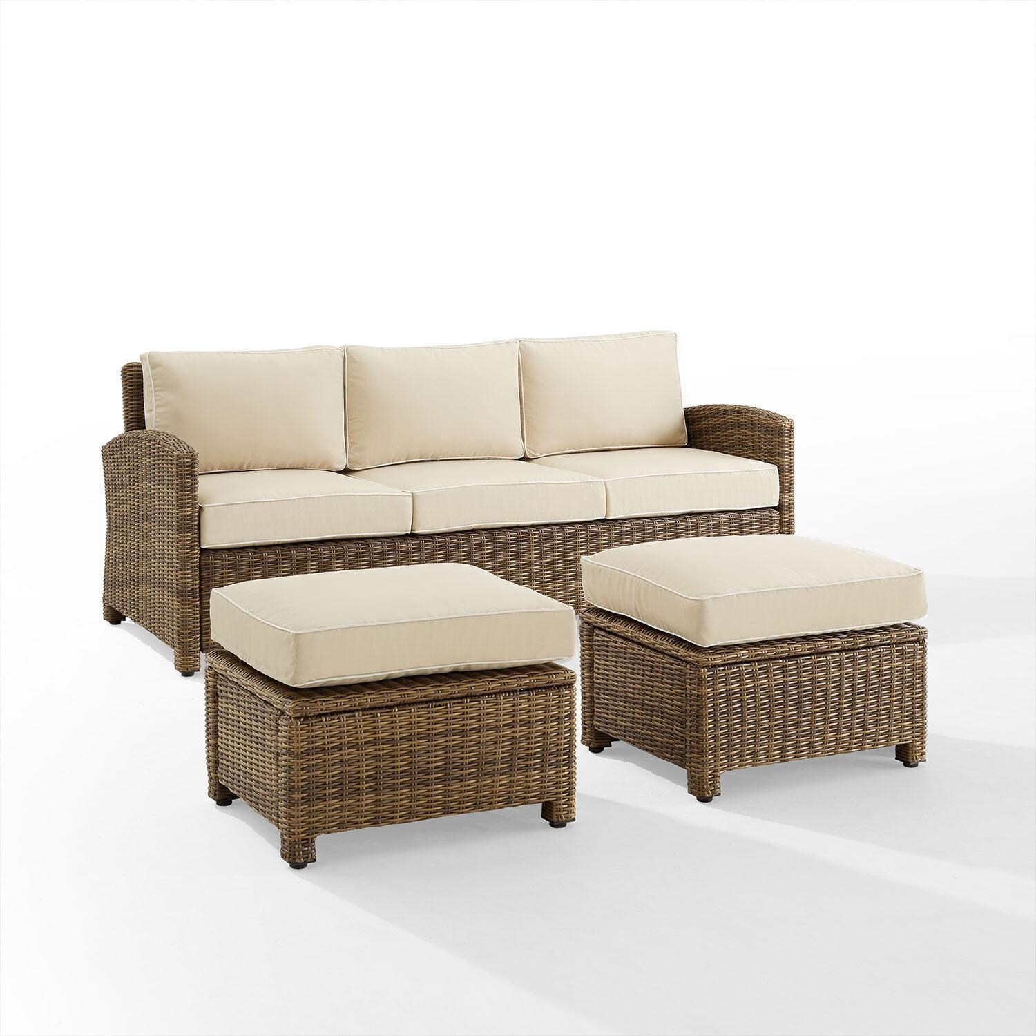 Ultimate Patio UP-92419WB-SA 3Pc Wicker Outdoor Sofa Patio Furniture Set in Sand - Display - White Background thumbnail