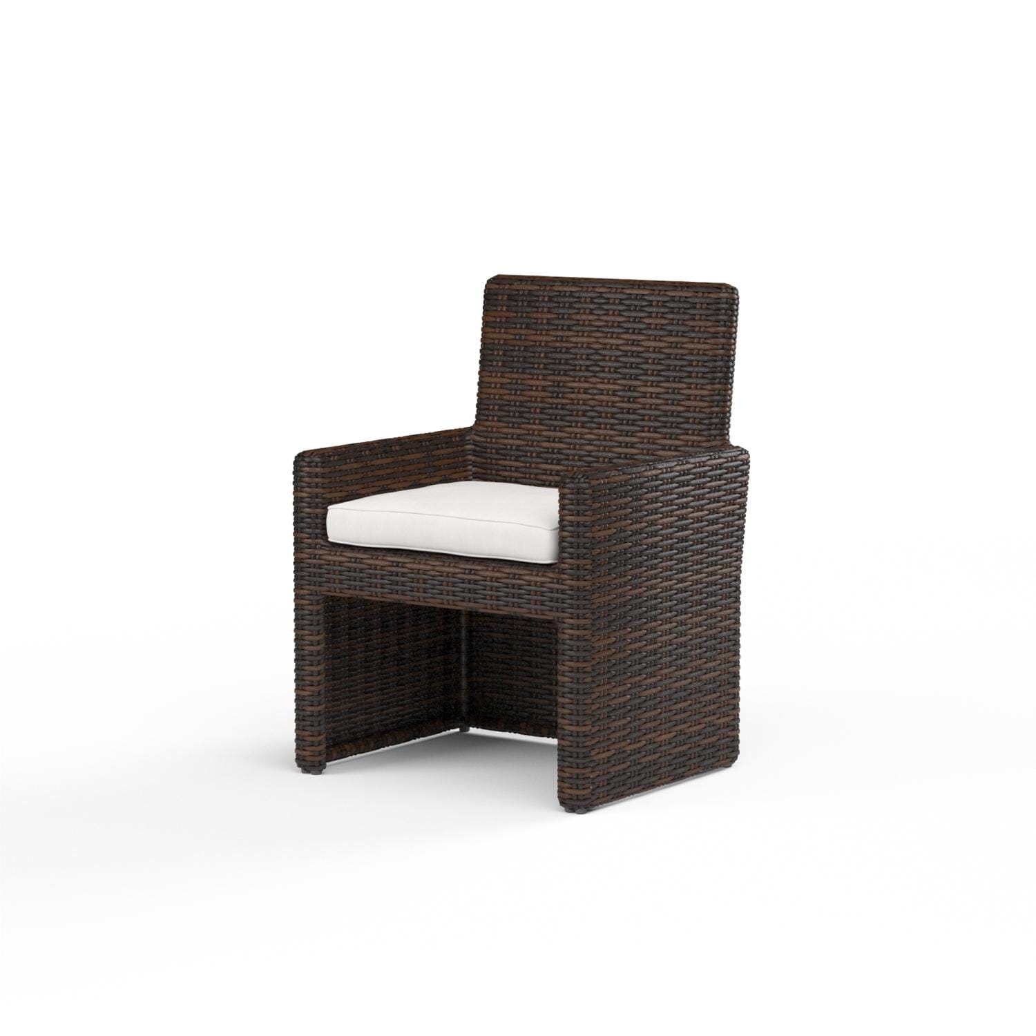 Sunset West Montecito Wicker Patio Dining Arm Chair W/ Sunbrella Canvas Flax Cushion By - SW2501-1-FLAX-STKIT