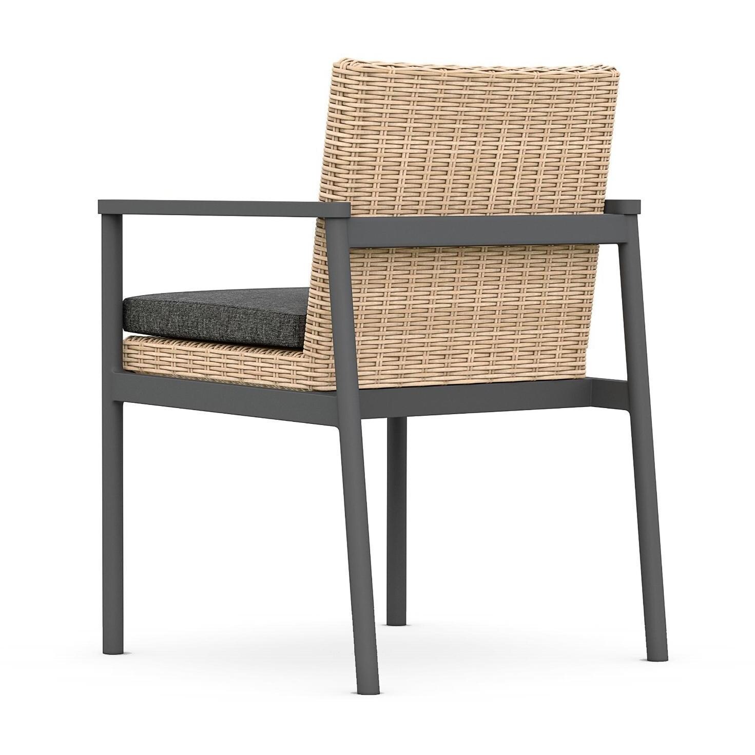 Azzurro Living Terra Wicker Dining Chair in Natural/Midnight - Back - White Background thumbnail