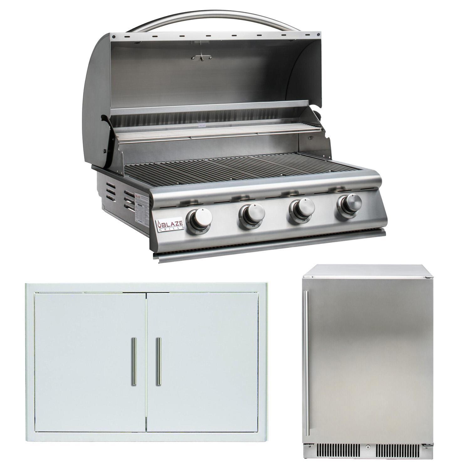 Blaze LBM 3-Piece 32-Inch Propane Outdoor Kitchen Package w/ Refrigerator - White Backgorund thumbnail