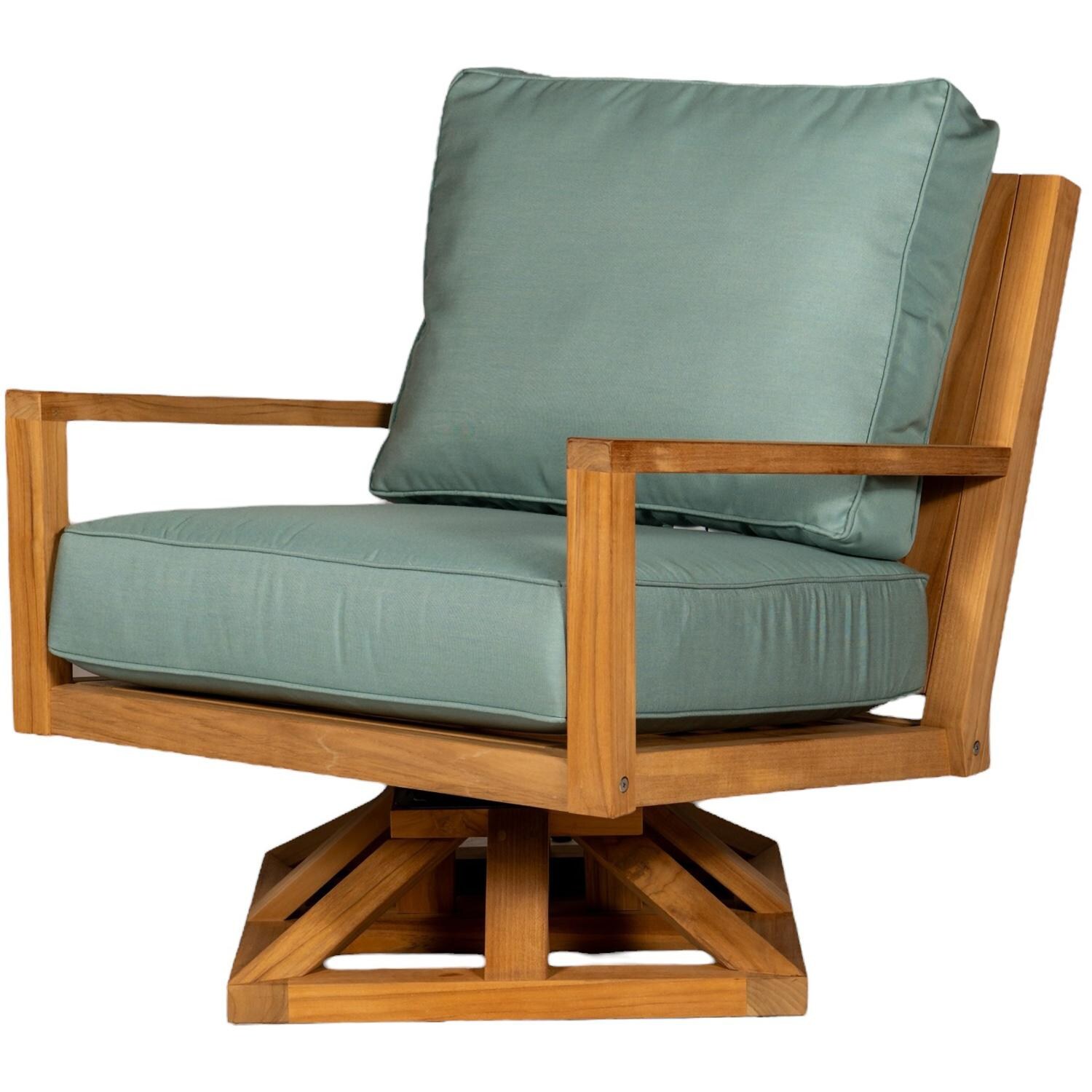 Coastal Teak Swivel Chair w/ Sunbrella Cushion in Canvas Spa by Royal Teak Collection