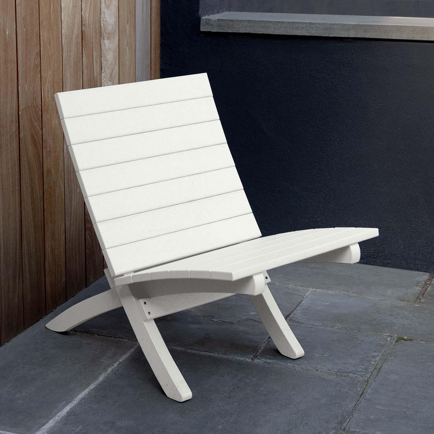 Hazel Cove Recycled Plastic Folding & Stacking Dining Side Chair in Coconut White by Lakeview Outdoor Designs - Right Side View - Lifestyle thumbnail