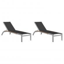Argento 2 Piece Aluminum Patio Chaise Lounge Set W/ Tekwood Natural Side Rails By Oxford Garden - Ninja Sling