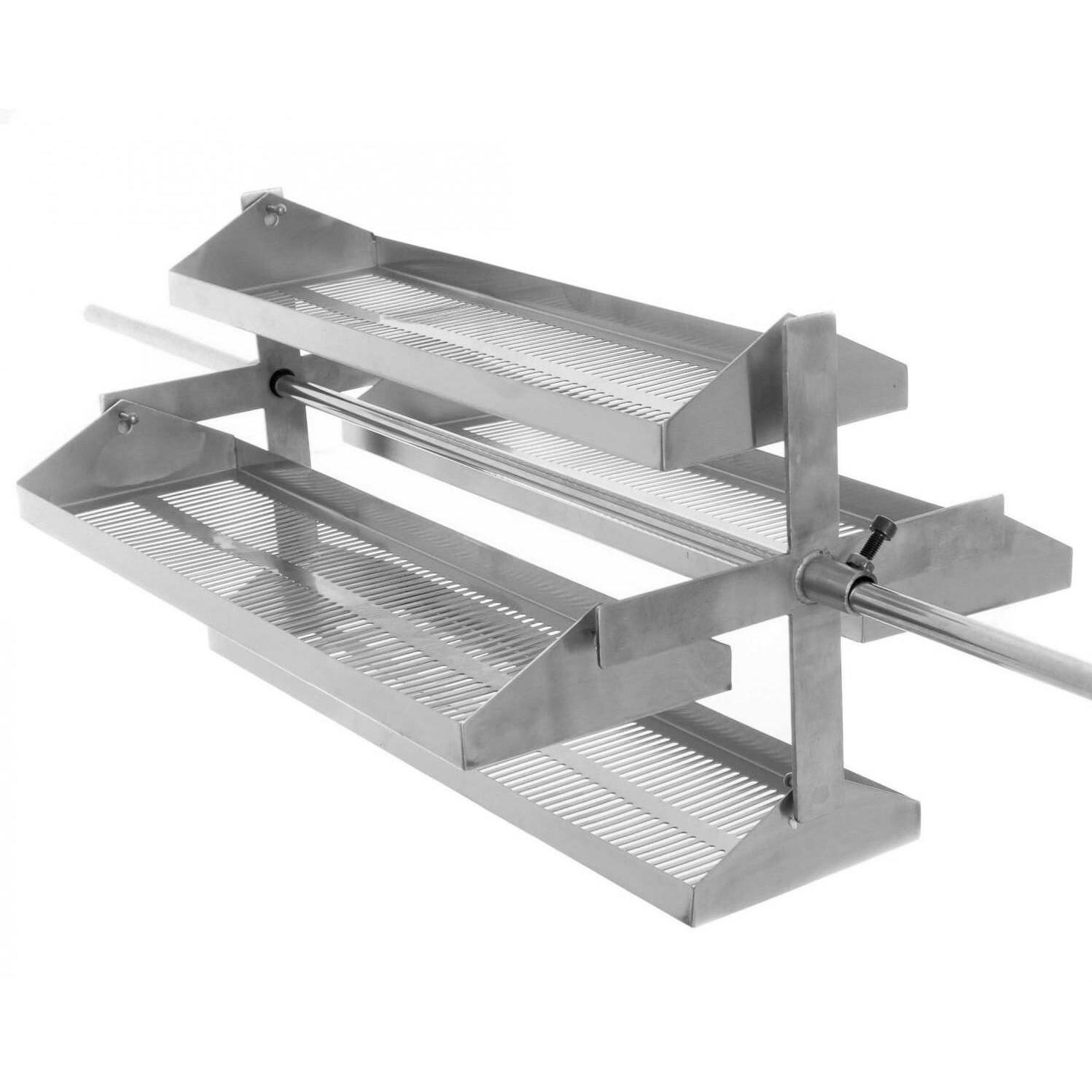 Rib-O-Lator Rotating BBQ Grill Rotisserie Trays - Side View thumbnail
