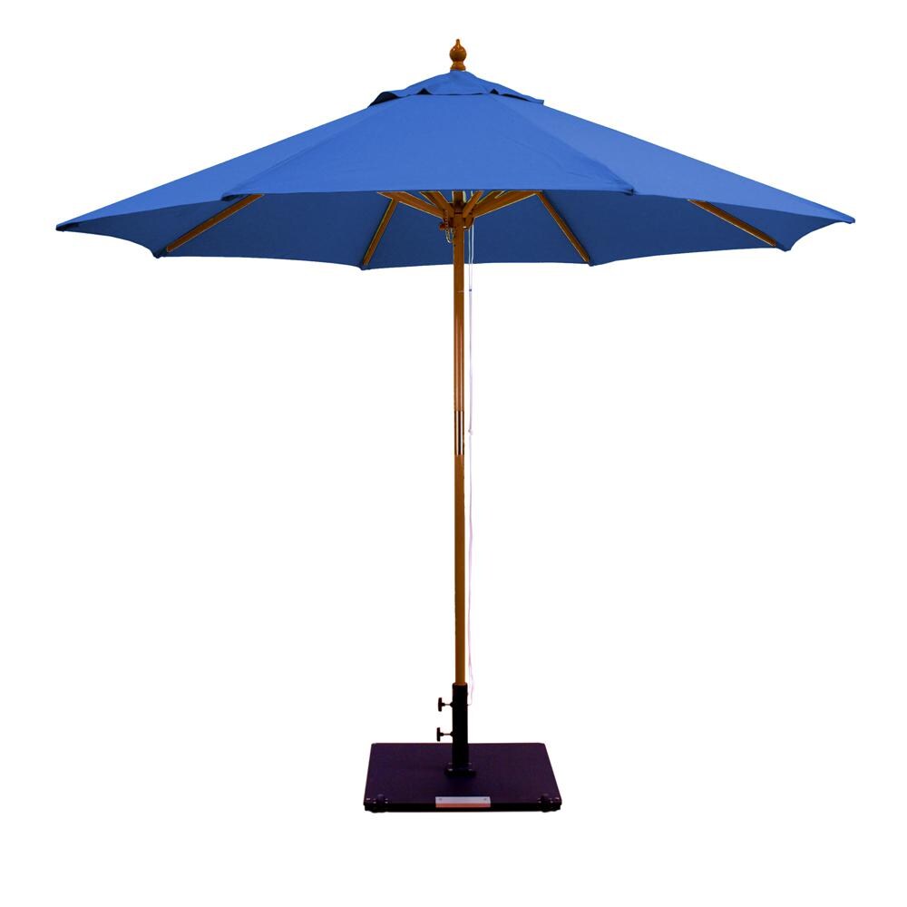 Galtech 9 Ft. Octagonal Wood Patio Umbrella W/ Pulley Lift - Dark Wood Frame W/ True Blue Sunbrella Fabric (Umbrella Base Not Included) thumbnail