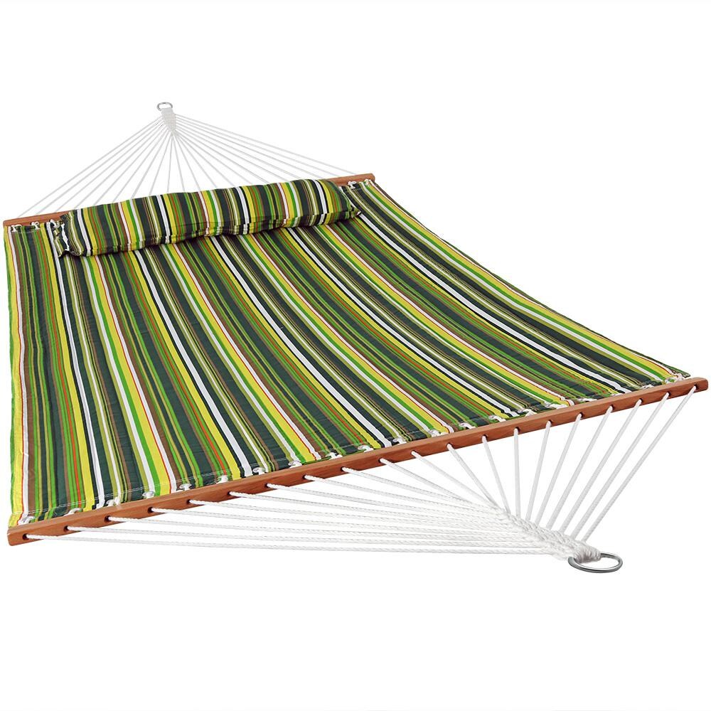 Sunnydaze Decor Quilted Double Hammock & Pillow - Melon Stripe - LY-QFH-MS