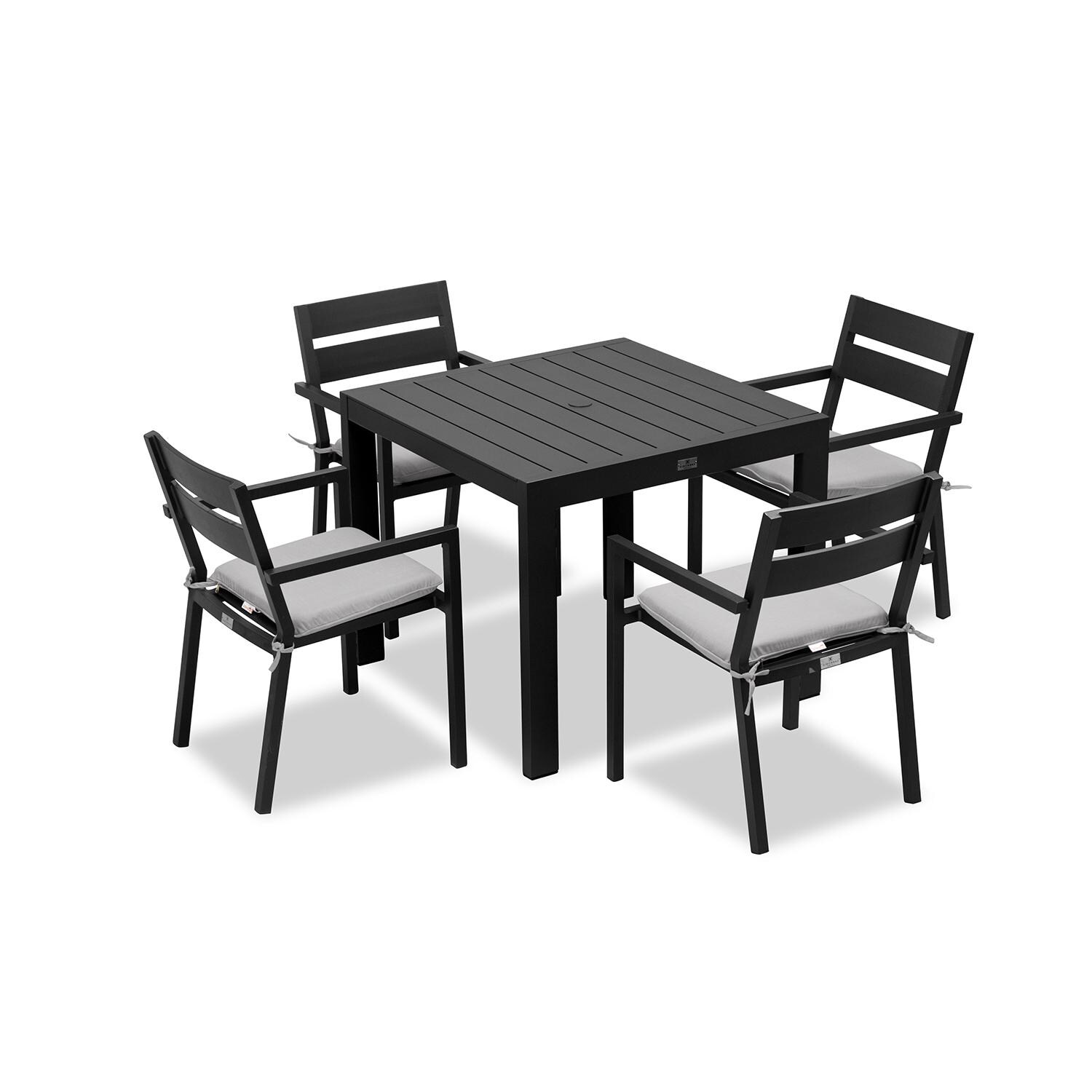 Calm Bay Classic 5 Pc Square Dining Set in Black/Cast Silver by Lakeview - White Background thumbnail