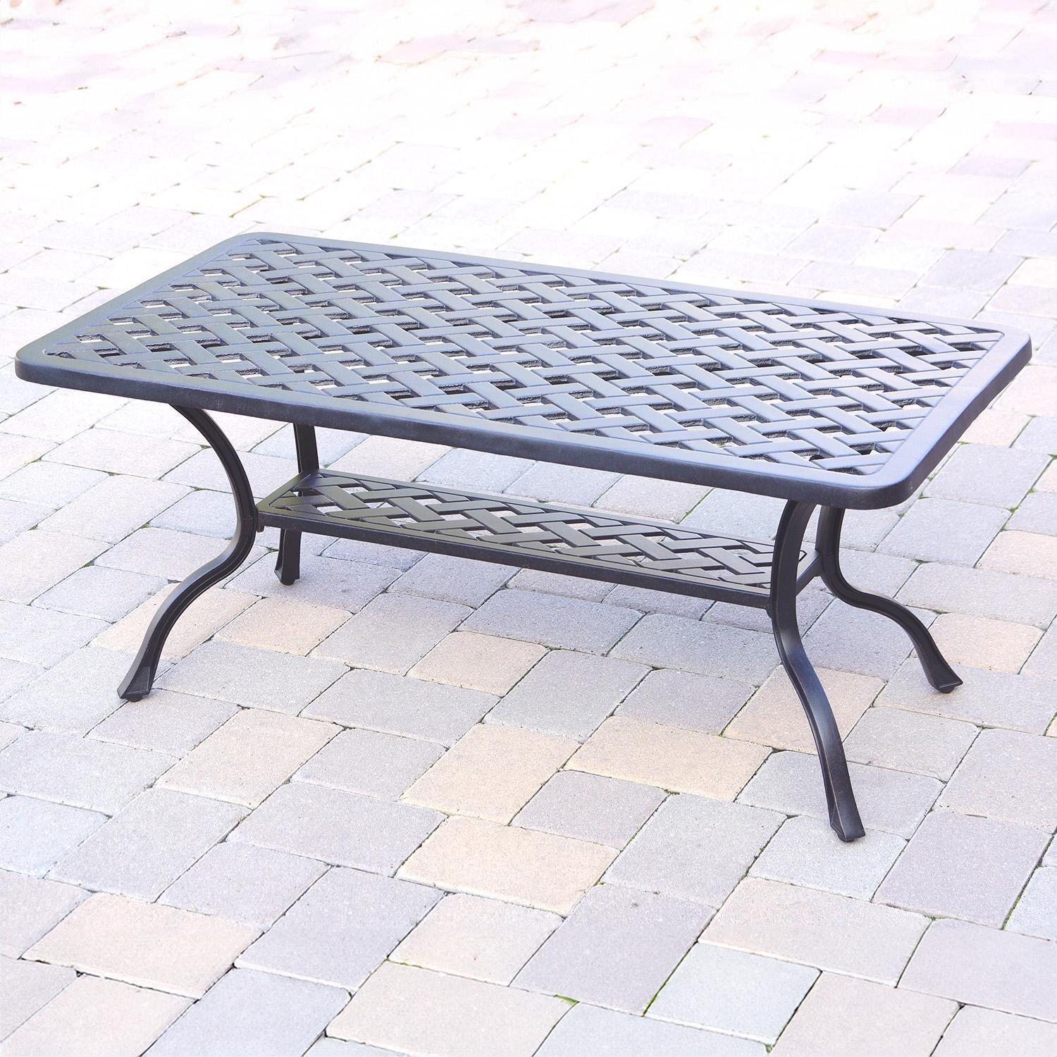 Darlee Nassau 4-Piece Patio Sofa Conversation Set (with 2 Swivel Rocker Club Chairs) with Cushions and 21 X 42 Inch Rectangular Coffee Table - Table - White Background thumbnail