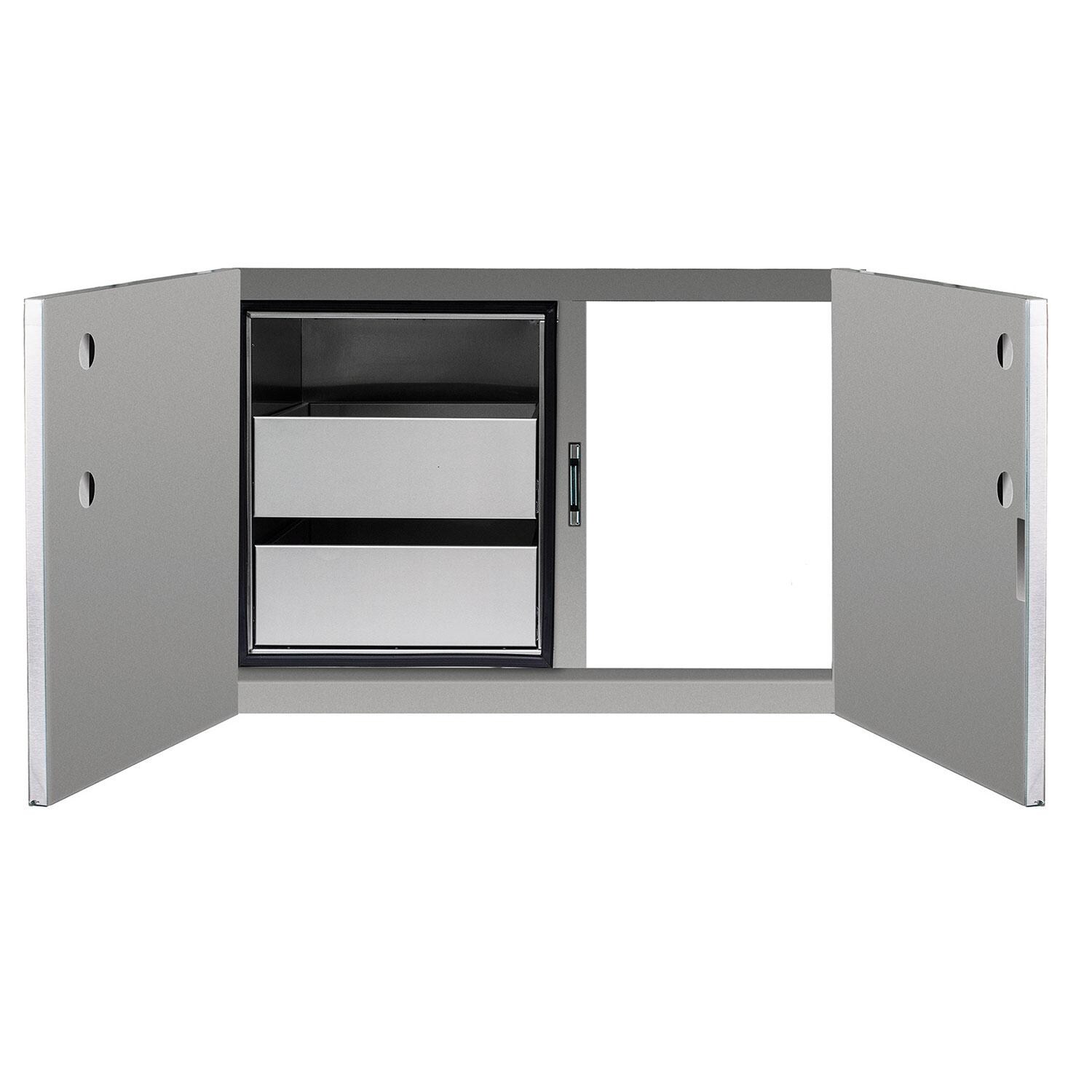 Summerset DP-36AC 36 Inch 2 Drawer Dry Storage Pantry & Access Door Combo - Open - Empty - White Background thumbnail