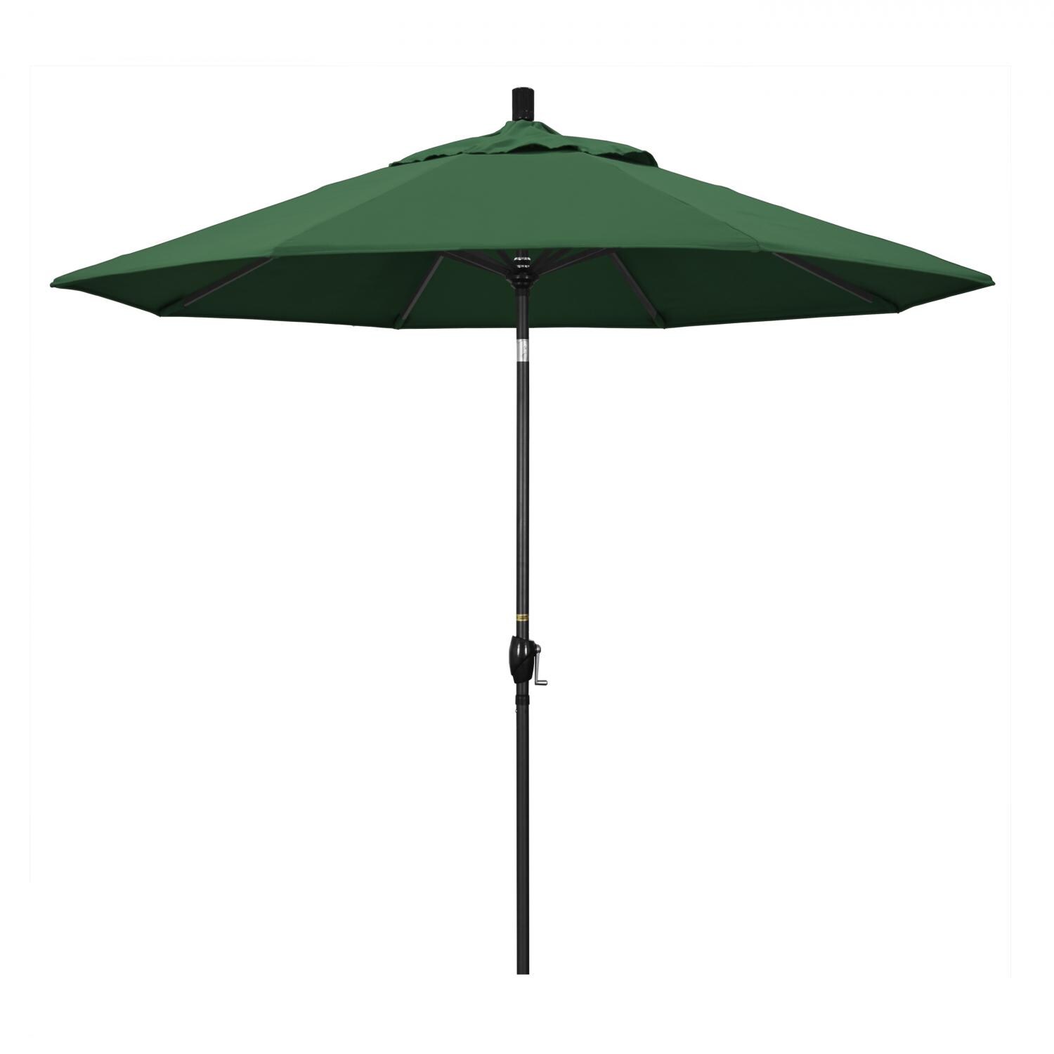 California Umbrella 9 Ft Octagonal Aluminum Push Button Tilt Patio Umbrella W/ Crank Lift & Aluminum Ribs - Stone Black Frame / Olefin Hunter Green Canopy thumbnail
