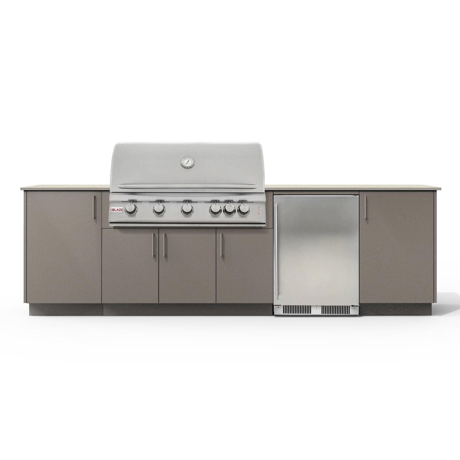 Urban Bonfire Horizon 40 Outdoor Kitchen w/ Blaze LTE Natural Gas Grill, Refrigerator, Danae Dekton Countertop & Clay Finish - B-Horizon-40-Blaze-Danae-Clay