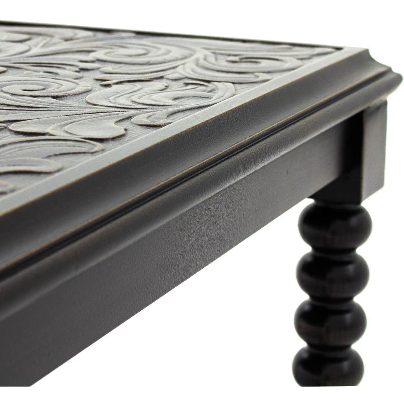 Du Monde 46 X 24 Inch Rectangular Cast Aluminum Outdoor Coffee Table - Side Detail thumbnail