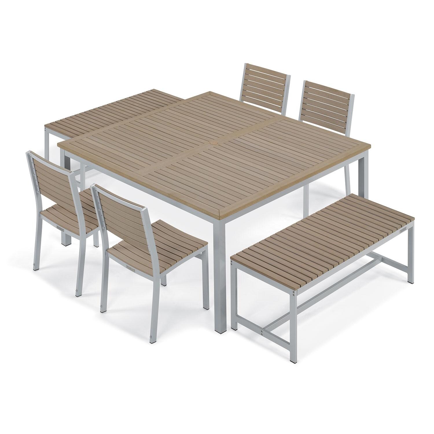 Travira 7 Pc Powder-Coated Aluminum Dining Set in Vintage/Flint By Oxford Garden thumbnail