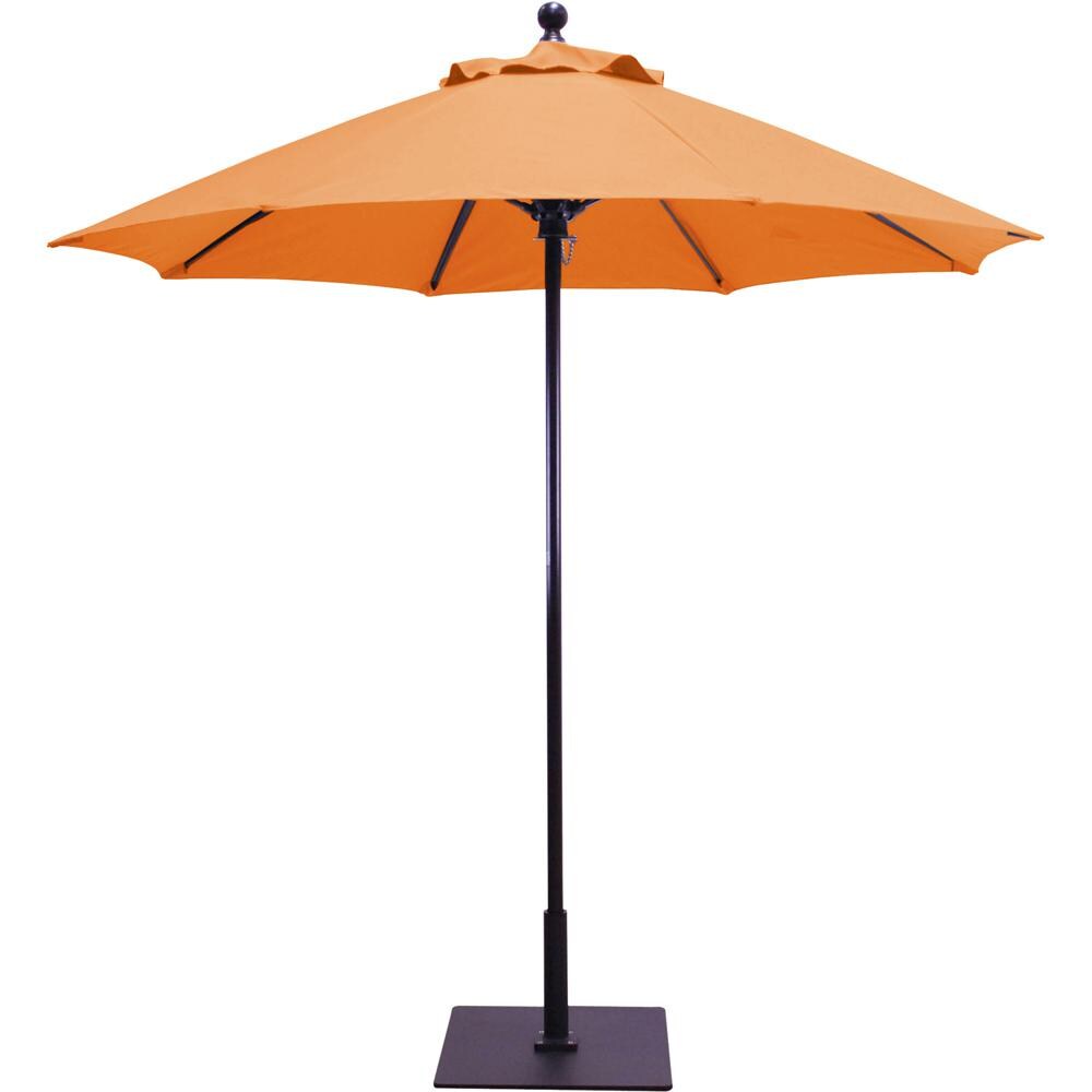 Galtech 7.5 Ft. Octagonal Aluminum Patio Market Umbrella W/ Push Lift - Black Frame W/ Sunbrella Canvas Tangerine Canopy