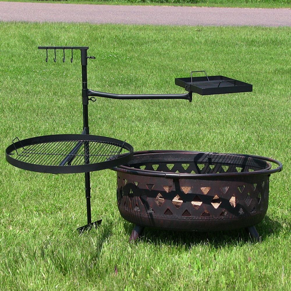 Ultimate Patio Steel Dual Fire Pit Campfire Cooking Grill System - Adjustable thumbnail