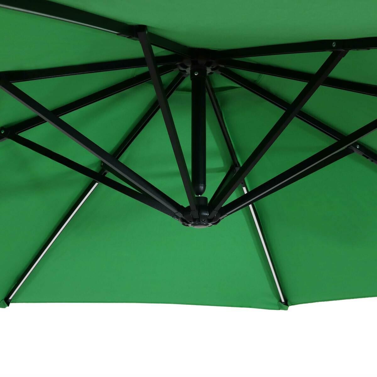 Ultimate Patio 10 Ft. Solar Lighted Patio Cantilever W/ Crank - Emerald - Sturdy Ribs Support Canopy thumbnail