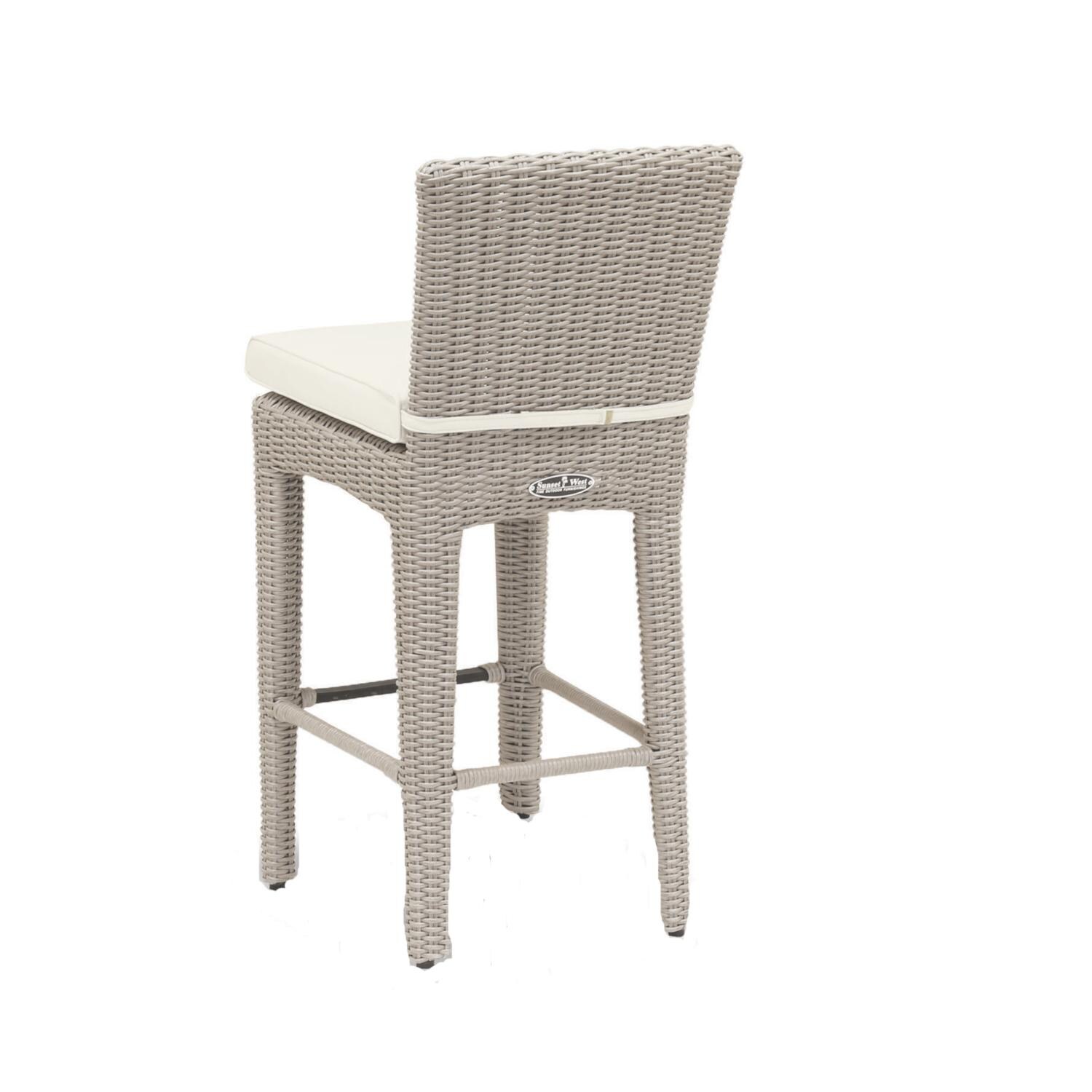 Manhattan 4 Piece Wicker Patio Counter Height Bar Stool -Back View thumbnail