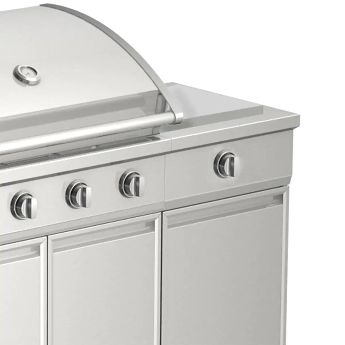 TYTUS TI404MGGLP Ash Stacked Stone 4-Burner Natural Gas Grill Island With Sear Burner & Ice Bucket (Ships as Propane with Conversion Fittings) - Island Face Detail thumbnail