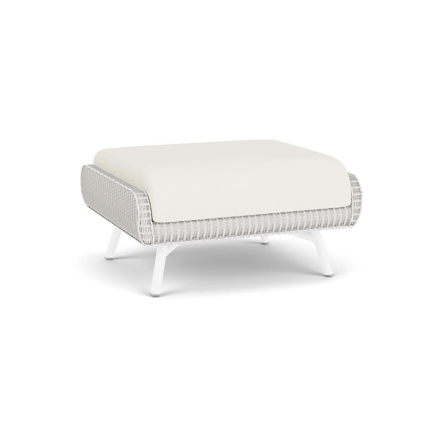 Lloyd Flanders Essence Ottoman W/Sailcloth Salt Fabric - White Finish - Back Left thumbnail