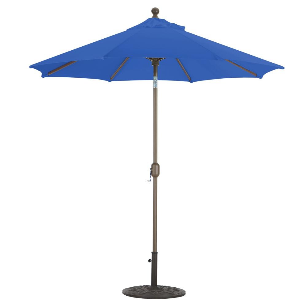 Galtech 7.5 Ft. Octagonal Aluminum Patio Umbrella W/ Crank Lift & Deluxe Auto Tilt - Antique Bronze Frame W/ True Blue Sunbrella Fabric (Umbrella Base Not Included) thumbnail