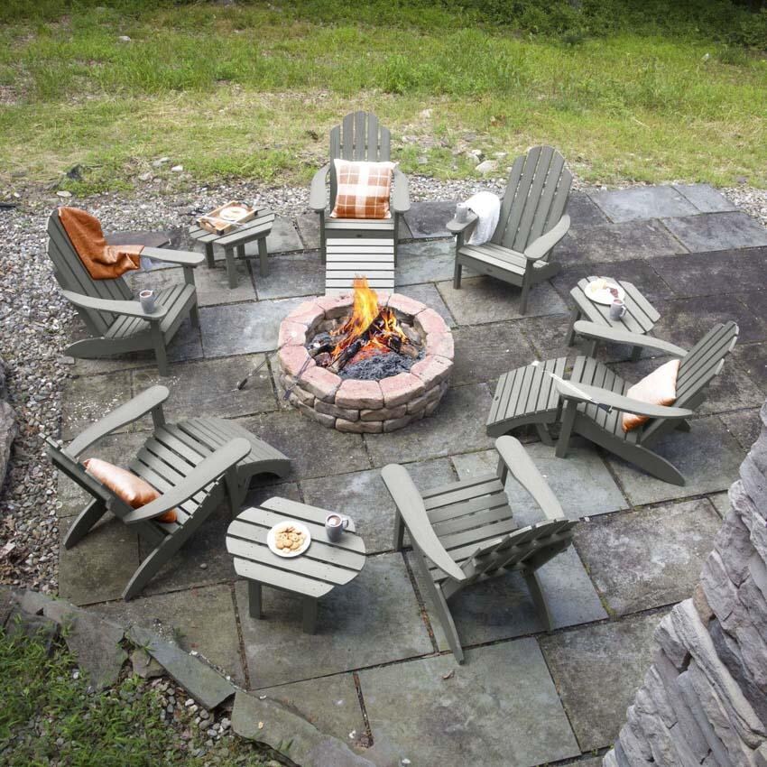 Paradise Key 12 Pc Set Recycled Plastic Seating Set in Coastal Teak By Lakeview Outdoor Designs - Lifestyle thumbnail