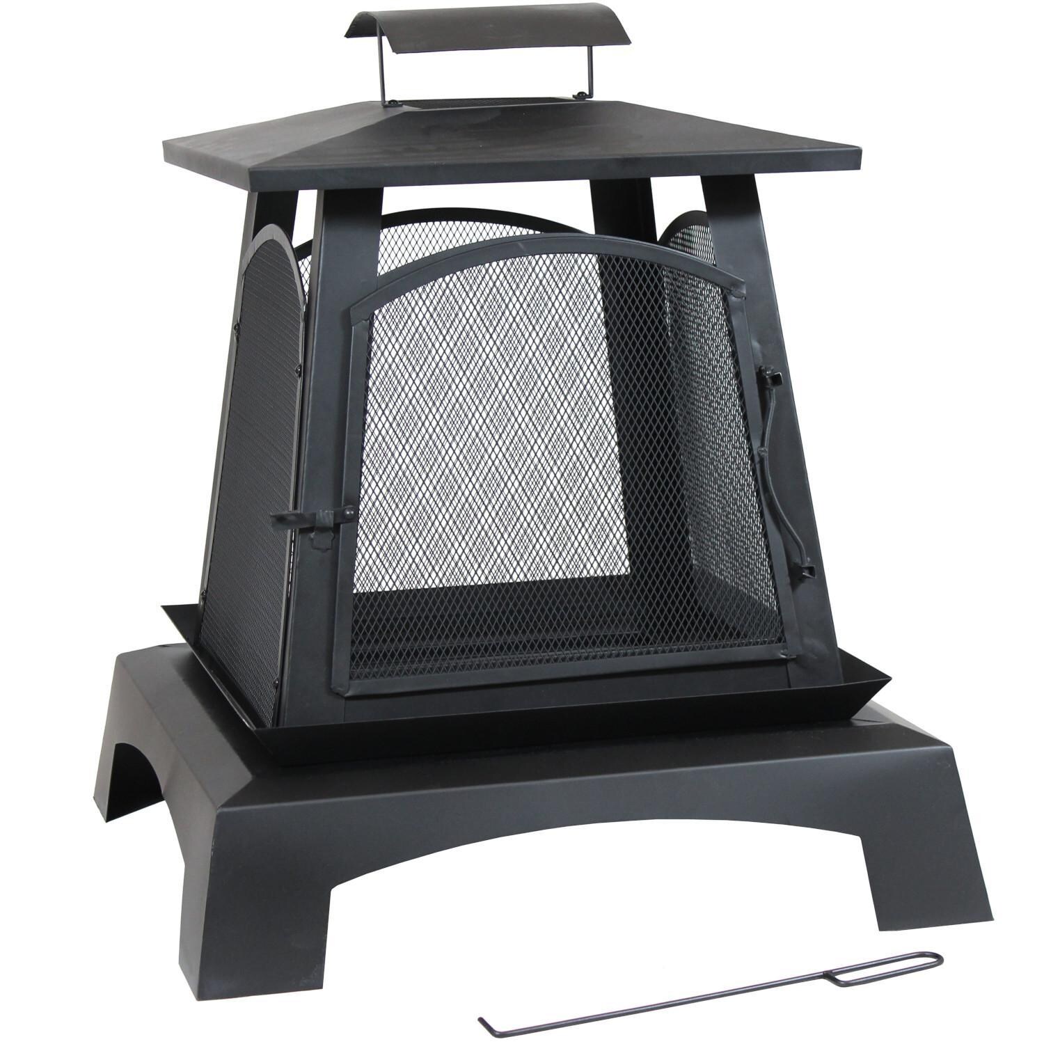 Ultimate Patio 28-Inch Steel Pagoda Wood Burning Fire Pit - Front View thumbnail
