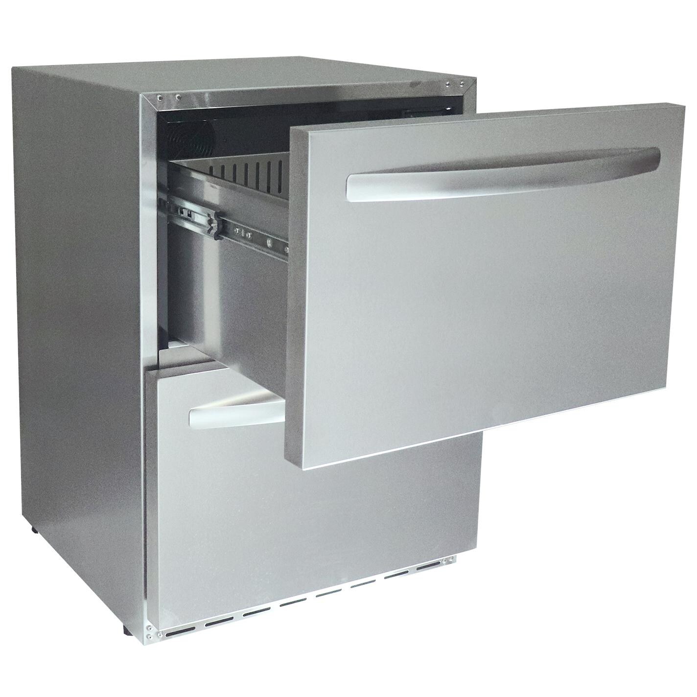 RCS REFR4 24-Inch 5.2 Cu. Ft. Outdoor Rated Dual Drawer Compact Refrigerator - Top Drawer Open thumbnail