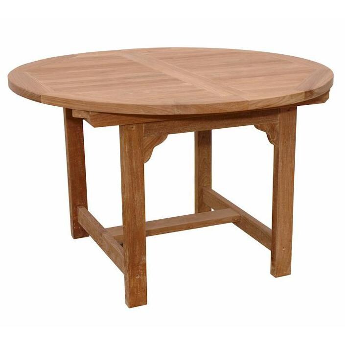 Bahama 47 Inch Round Teak Patio Dining Table W/ Extension By Anderson Teak - Medium Size Leaf