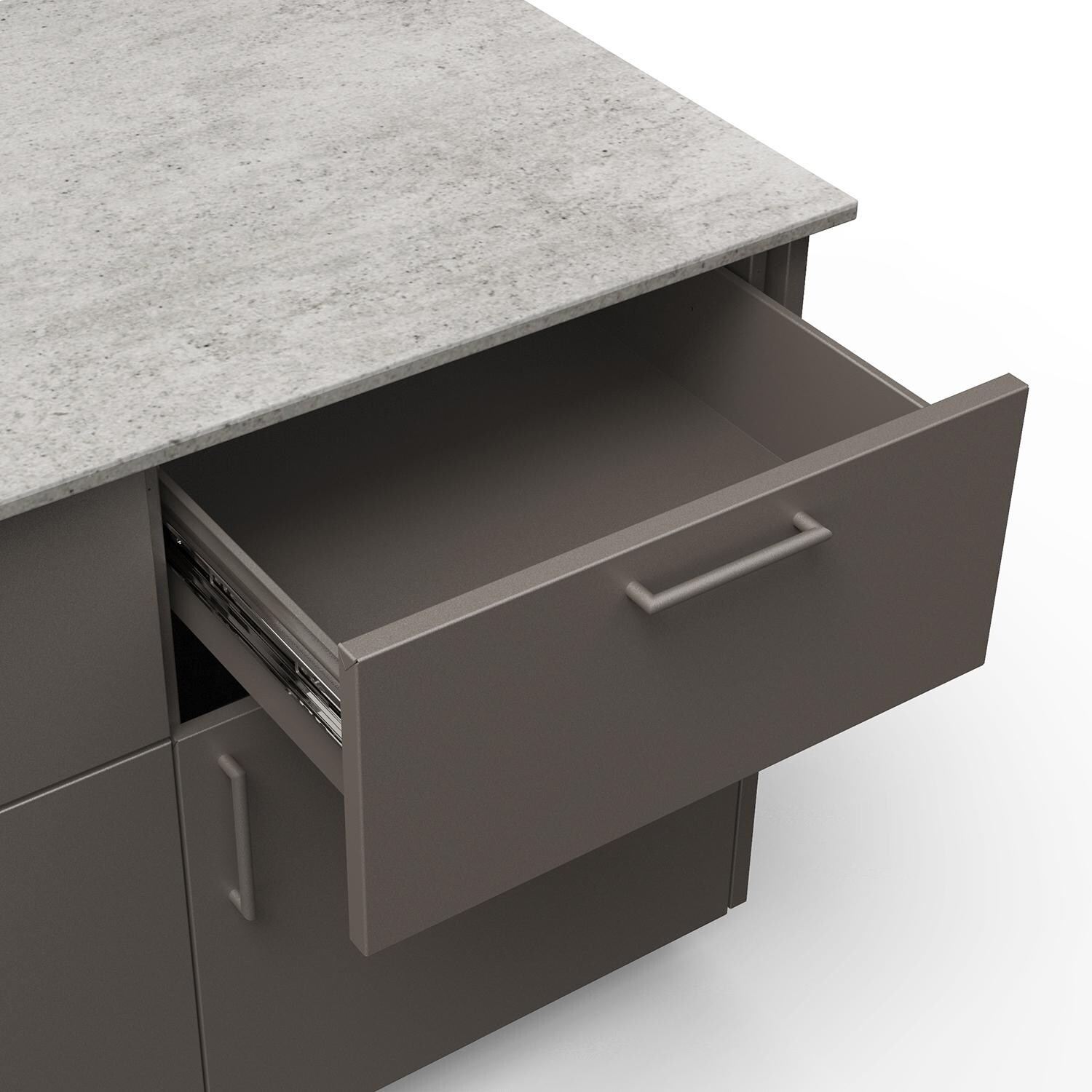 Blaze Sunrise 8-Ft Outdoor Kitchen Island w/ 32-Inch Premium LTE+ Natural Gas Grill in Gunmetal w/ Keon Countertop - Drawer - Detail thumbnail