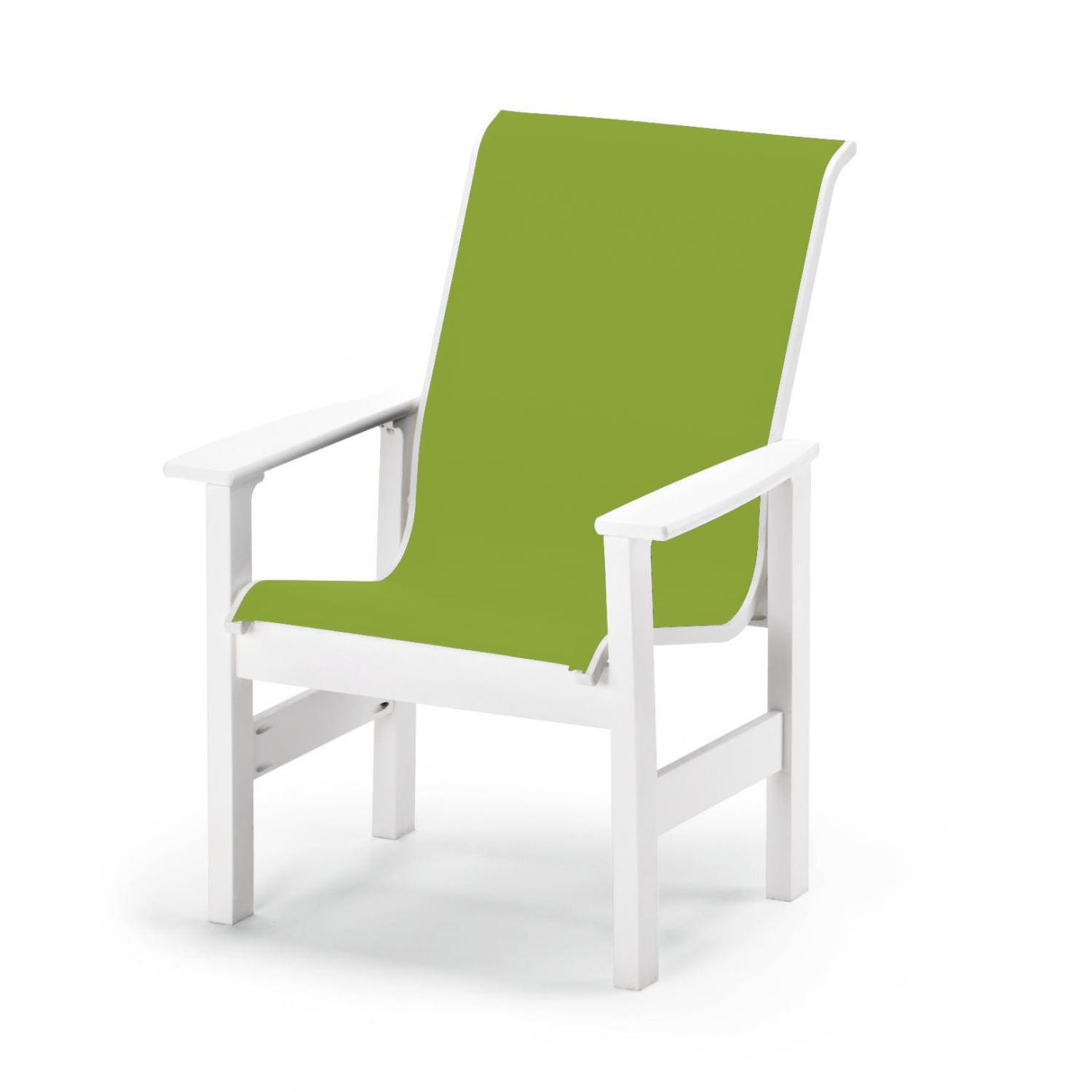 Leeward MGP Patio Dining Arm Chair With Sling Seating By Telescope Casual - Textured Snow/Lime thumbnail