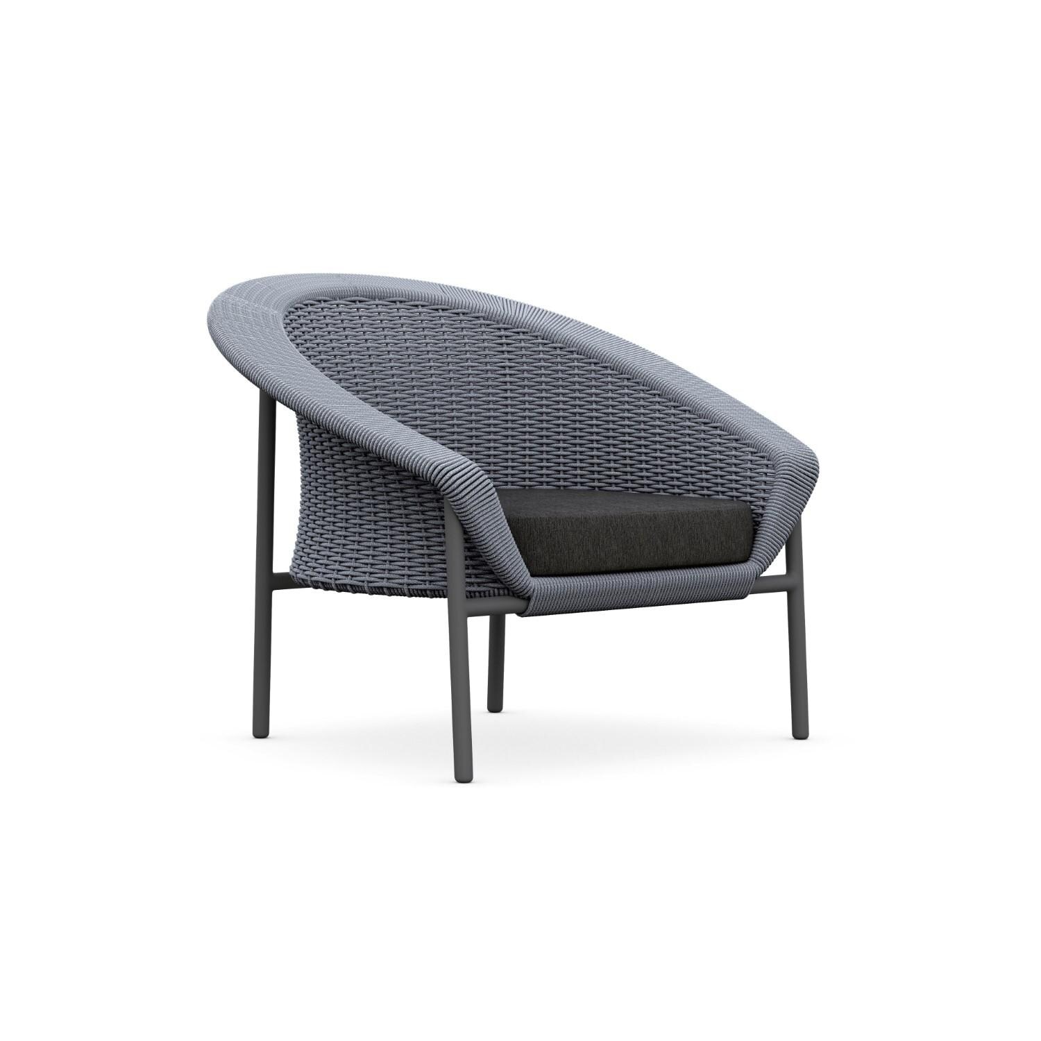 Azzurro Living COV-R11S1-CU Cove Woven Rope Club Chair in Gray/Midnight - Angled - White Background thumbnail