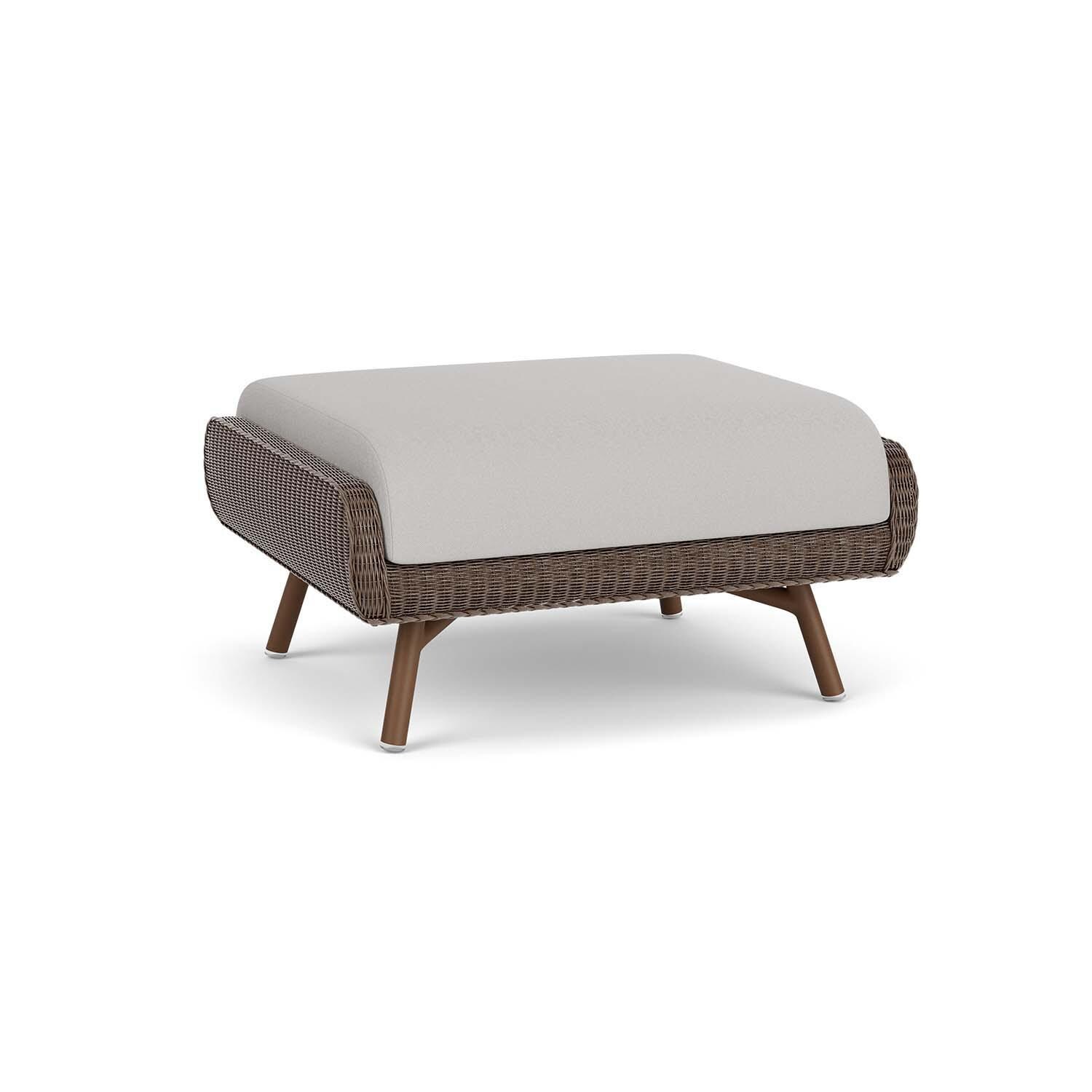 Lloyd Flanders Essence Ottoman W/Tundra Dove Fabric - Bark Finish - Back Left thumbnail