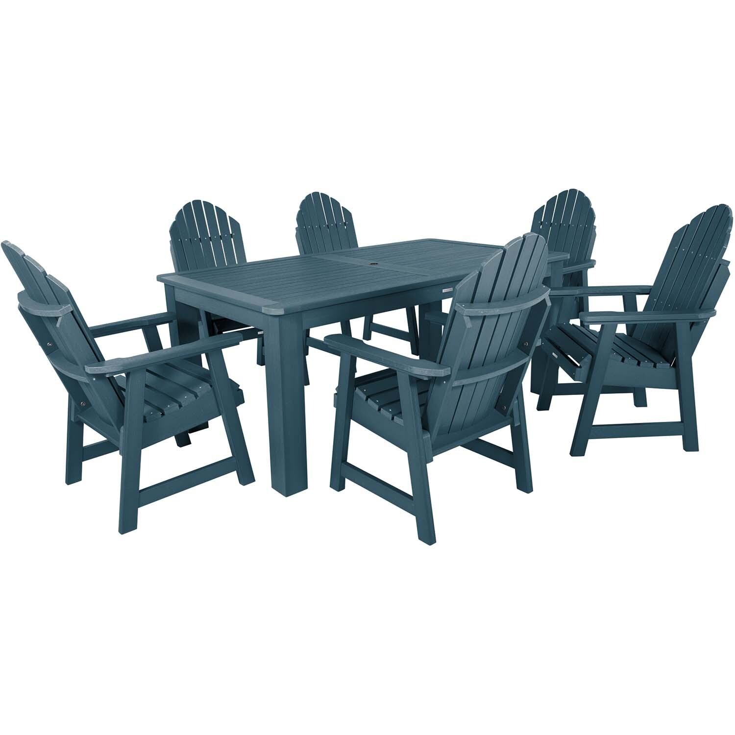 Hart Lane 7 Pc Rectangular Dining Set in Nantucket Blue By Lakeview Outdoor Designs - White Background thumbnail