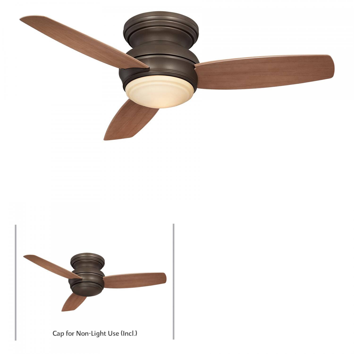 Minka-Aire Traditional Concept 44-Inch 3-Blade LED Ceiling Fan in Oil Rubbed Bronze Finish W/ Medium Maple Blades & Tinted Opal Glass - F593L-ORB