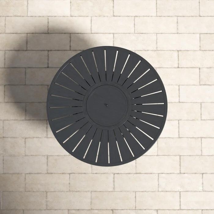 Ultimate Patio Ellisview 52 Inch Round Aluminum Propane Fire Pit Dining Table in Brown Wicker - Top - Lifestyle thumbnail